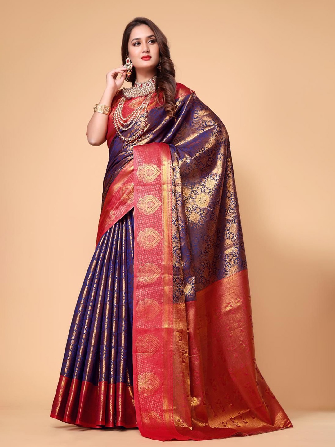 jayant creation Ethnic Motifs Woven Design Zari Designer Banarasi Saree, Navy blue
jayant creation Ethnic Motifs Woven Design Zari Designer Banarasi Saree, Navy blue