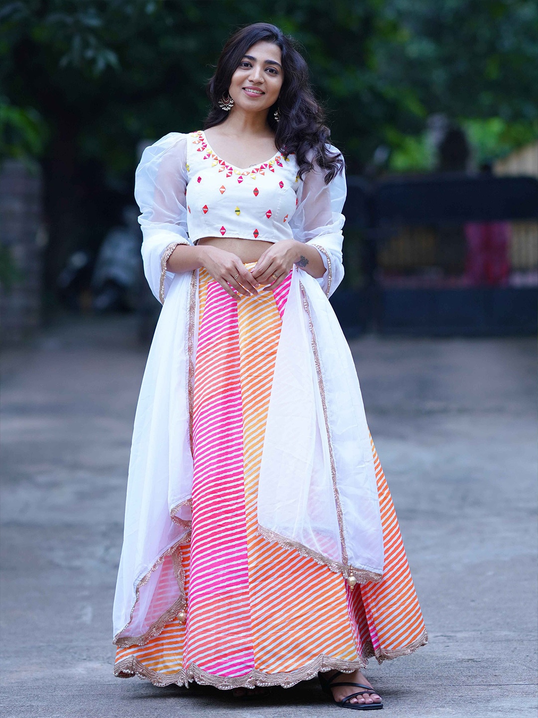 FABPIXEL Embroidered Mirror Work Semi-Stitched Lehenga & Unstitched Blouse With Dupatta, White
FABPIXEL Embroidered Mirror Work Semi-Stitched Lehenga & Unstitched Blouse With Dupatta, White