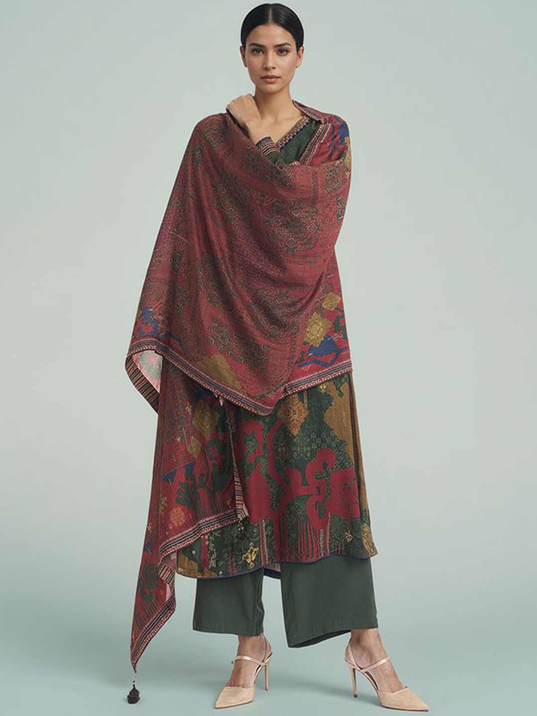 SAUNDH Women Ethnic Motifs Printed Regular Sequinned Kurta with Palazzos & With Dupatta, Green
SAUNDH Women Ethnic Motifs Printed Regular Sequinned Kurta with Palazzos & With Dupatta, Green