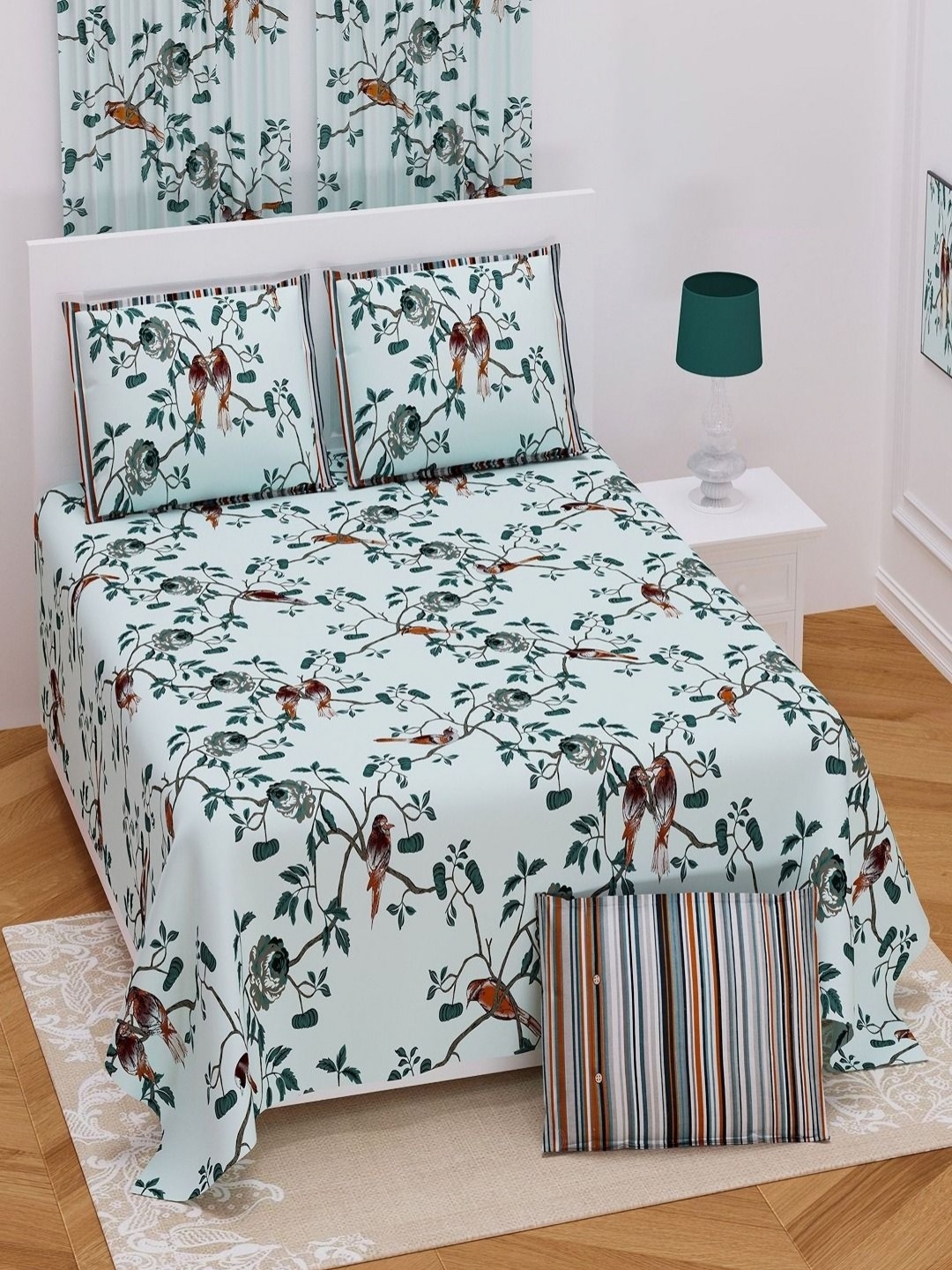 Myntra Elegant Homes Blue & Brown Floral 250 TC King Bedsheet with 2 Pillow Covers
Myntra Elegant Homes Blue & Brown Floral 250 TC King Bedsheet with 2 Pillow Covers