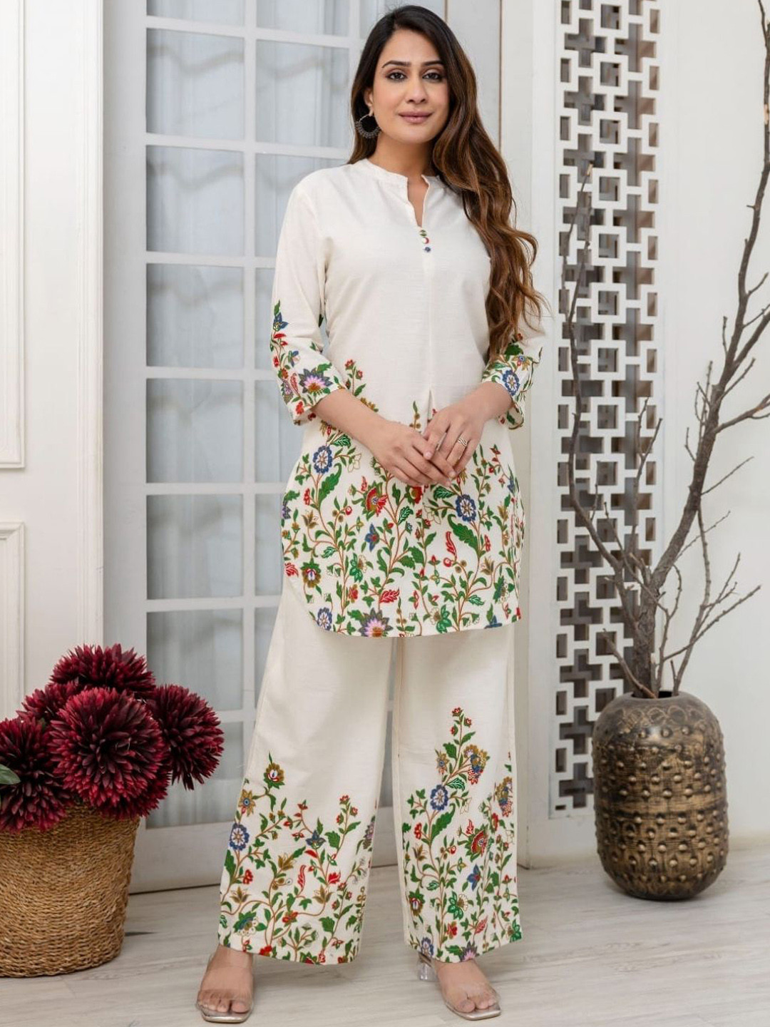 Atha Fashion Women Floral Printed Regular Pure Cotton Kurti with Palazzos, Off white
Atha Fashion Women Floral Printed Regular Pure Cotton Kurti with Palazzos, Off white