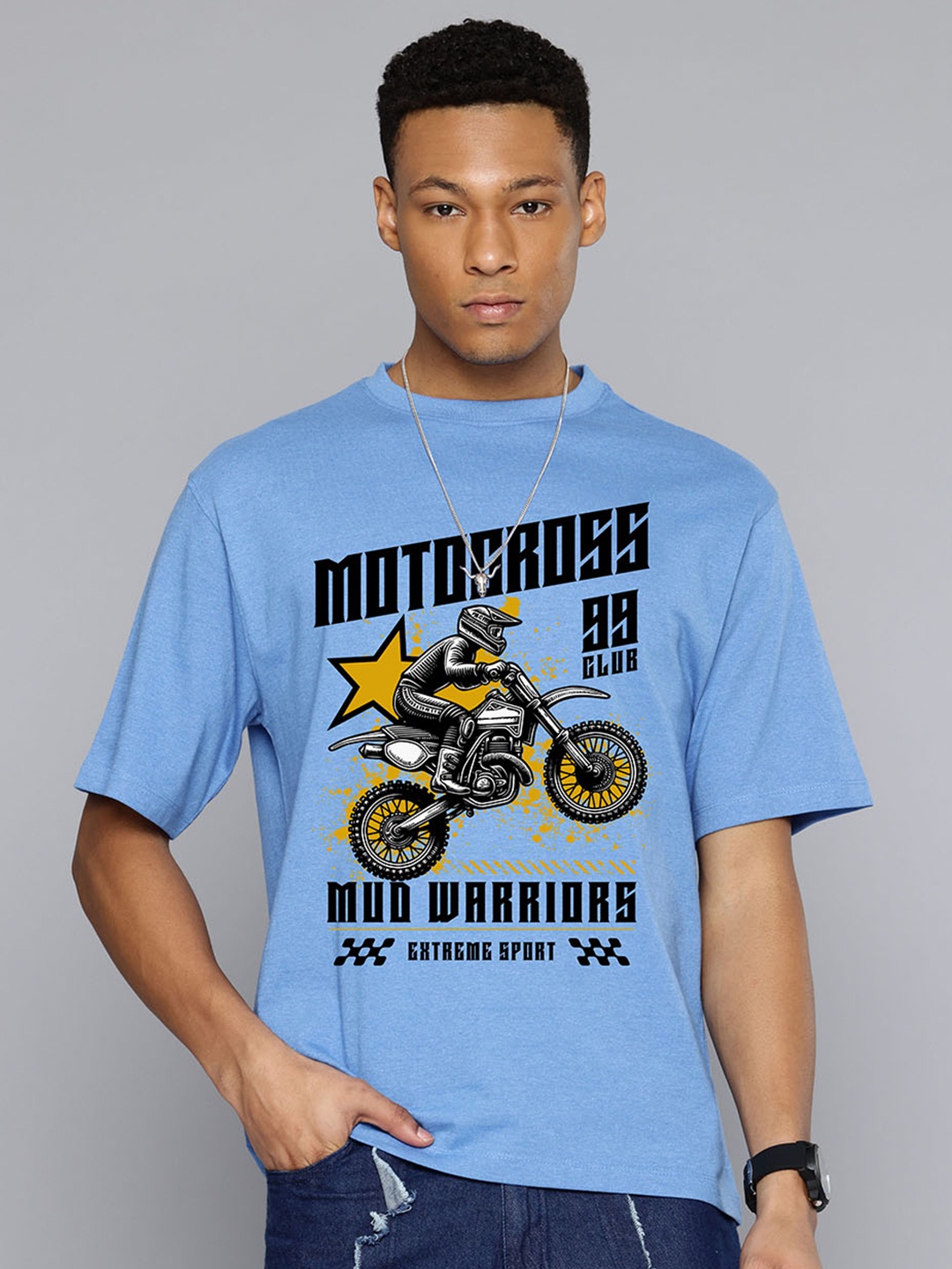 R.Code by The Roadster Lifestyle Co. Men Graphic Printed Cotton Relaxed Fit T-shirt, Blue
R.Code by The Roadster Lifestyle Co. Men Graphic Printed Cotton Relaxed Fit T-shirt, Blue