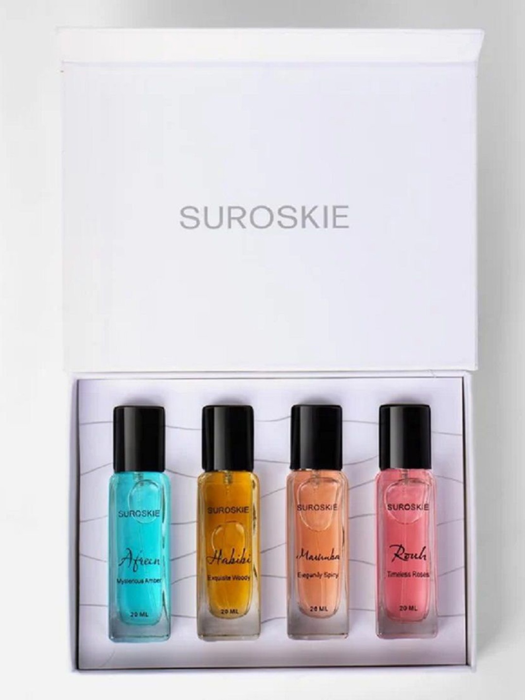 SUROSKIE Set Of 4 Afreen-Habibi-Maruruka-Rouh Long Lasting Eau De Parfum - 20 ml Each, Pink
SUROSKIE Set Of 4 Afreen-Habibi-Maruruka-Rouh Long Lasting Eau De Parfum - 20 ml Each, Pink