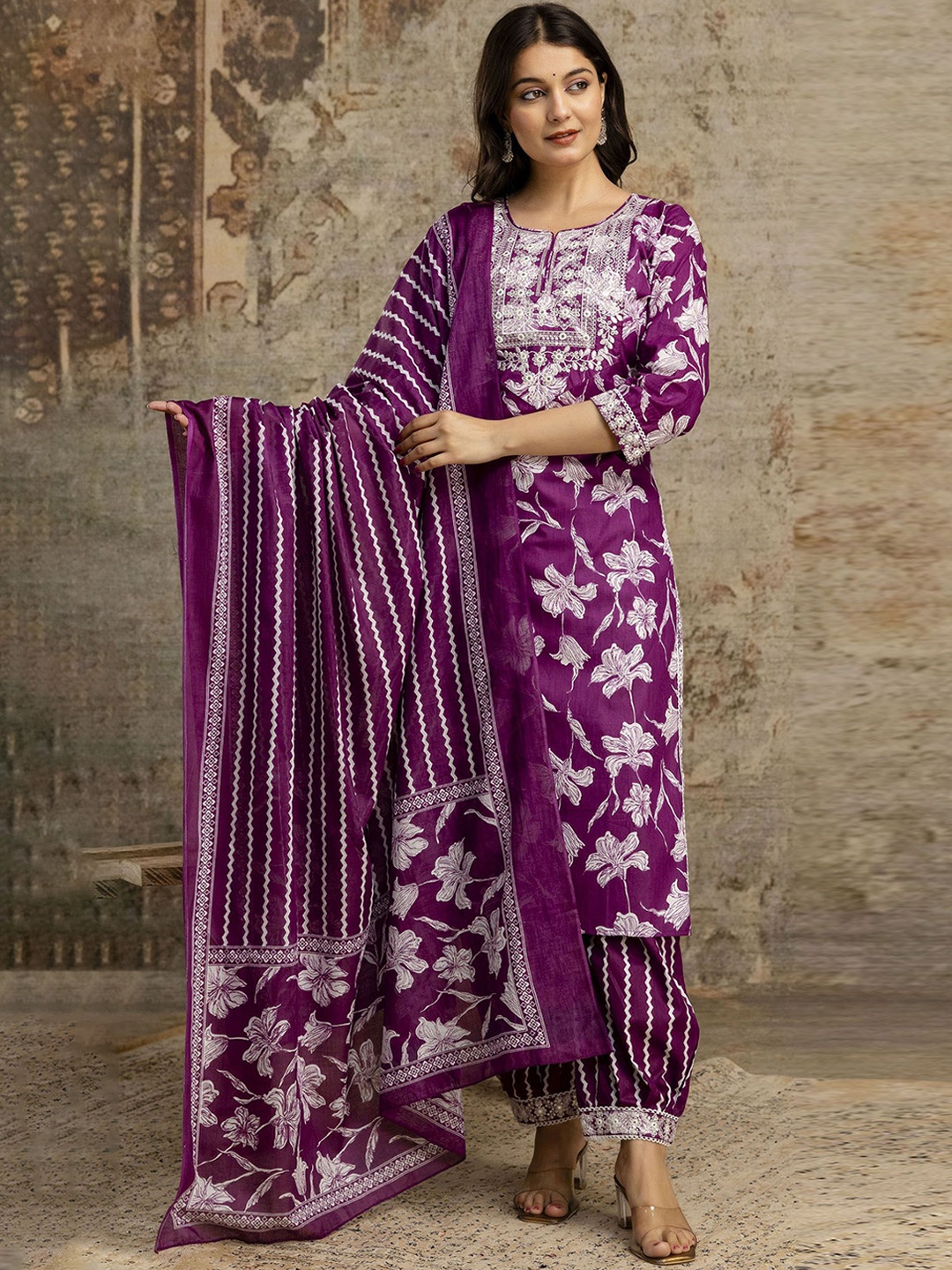 Moda Rapido Women Embroidered Regular Pure Cotton Kurta with Dhoti Pants & With Dupatta, Purple
Moda Rapido Women Embroidered Regular Pure Cotton Kurta with Dhoti Pants & With Dupatta, Purple