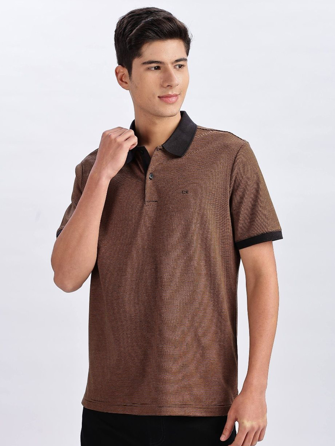 Calvin Klein Jeans Men Striped Polo Collar T-shirt, Brown
Calvin Klein Jeans Men Striped Polo Collar T-shirt, Brown