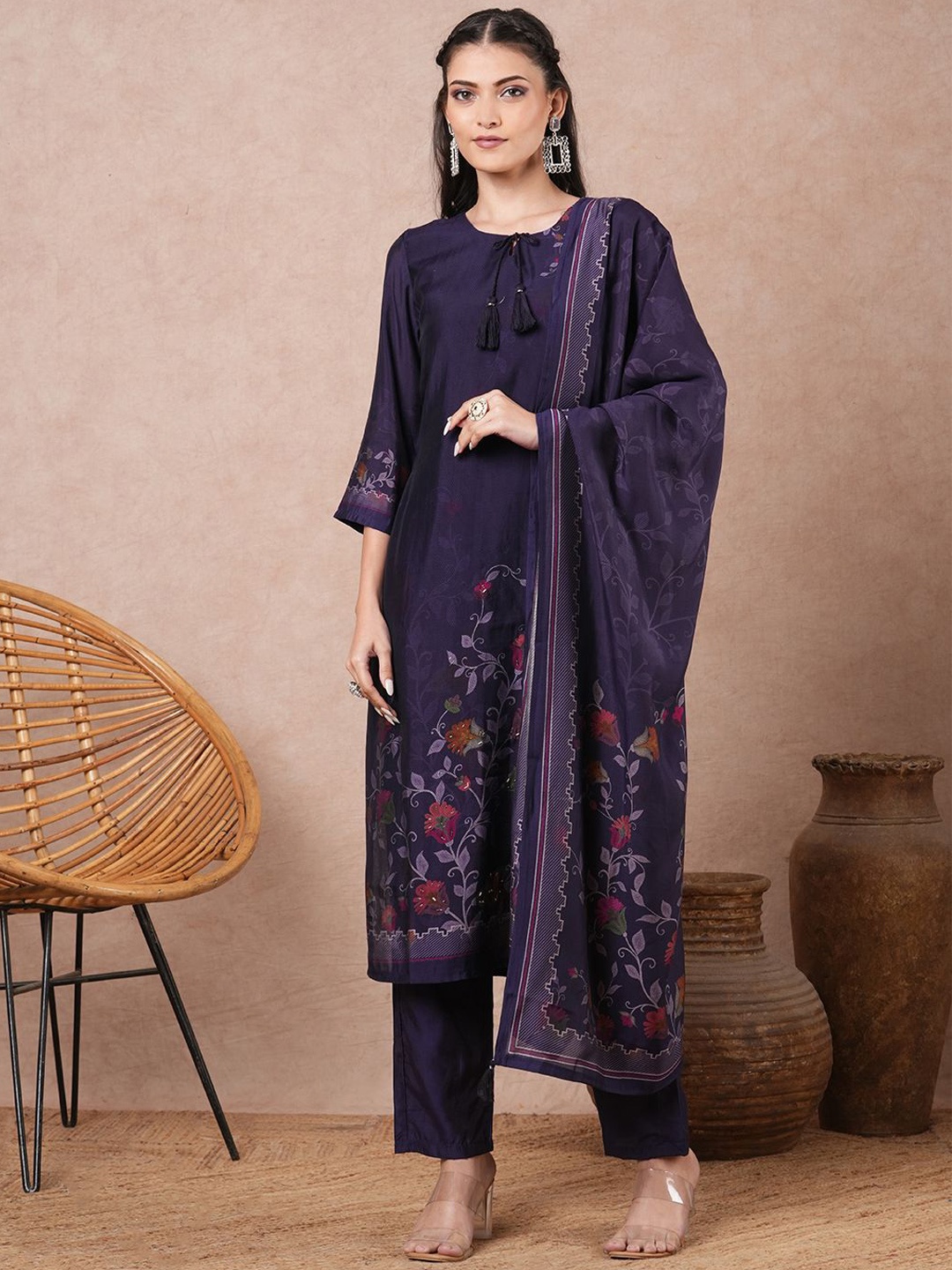 FASHOR Women Ethnic Motifs Printed Regular Mirror Work Kurta with Trousers & With Dupatta, Purple
FASHOR Women Ethnic Motifs Printed Regular Mirror Work Kurta with Trousers & With Dupatta, Purple