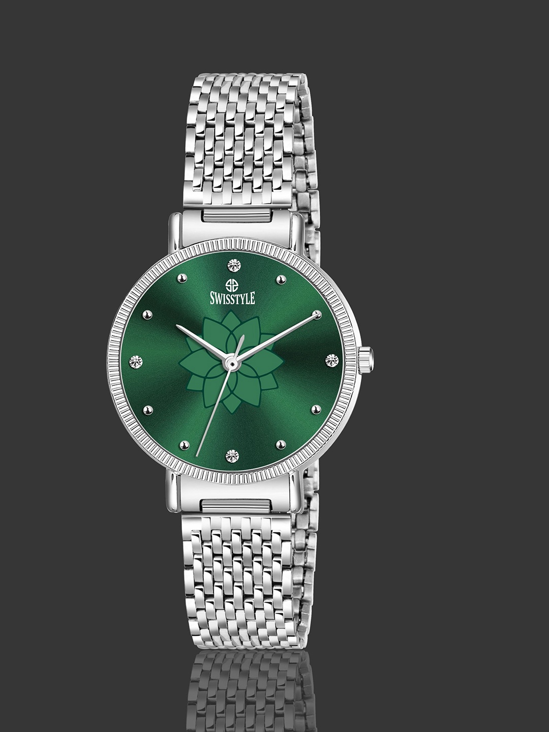 SWISSTYLE Women Brass Embellished Dial & Stainless Steel Straps Analogue Watch SS-LR711-GRN-CH, Green
SWISSTYLE Women Brass Embellished Dial & Stainless Steel Straps Analogue Watch SS-LR711-GRN-CH, Green