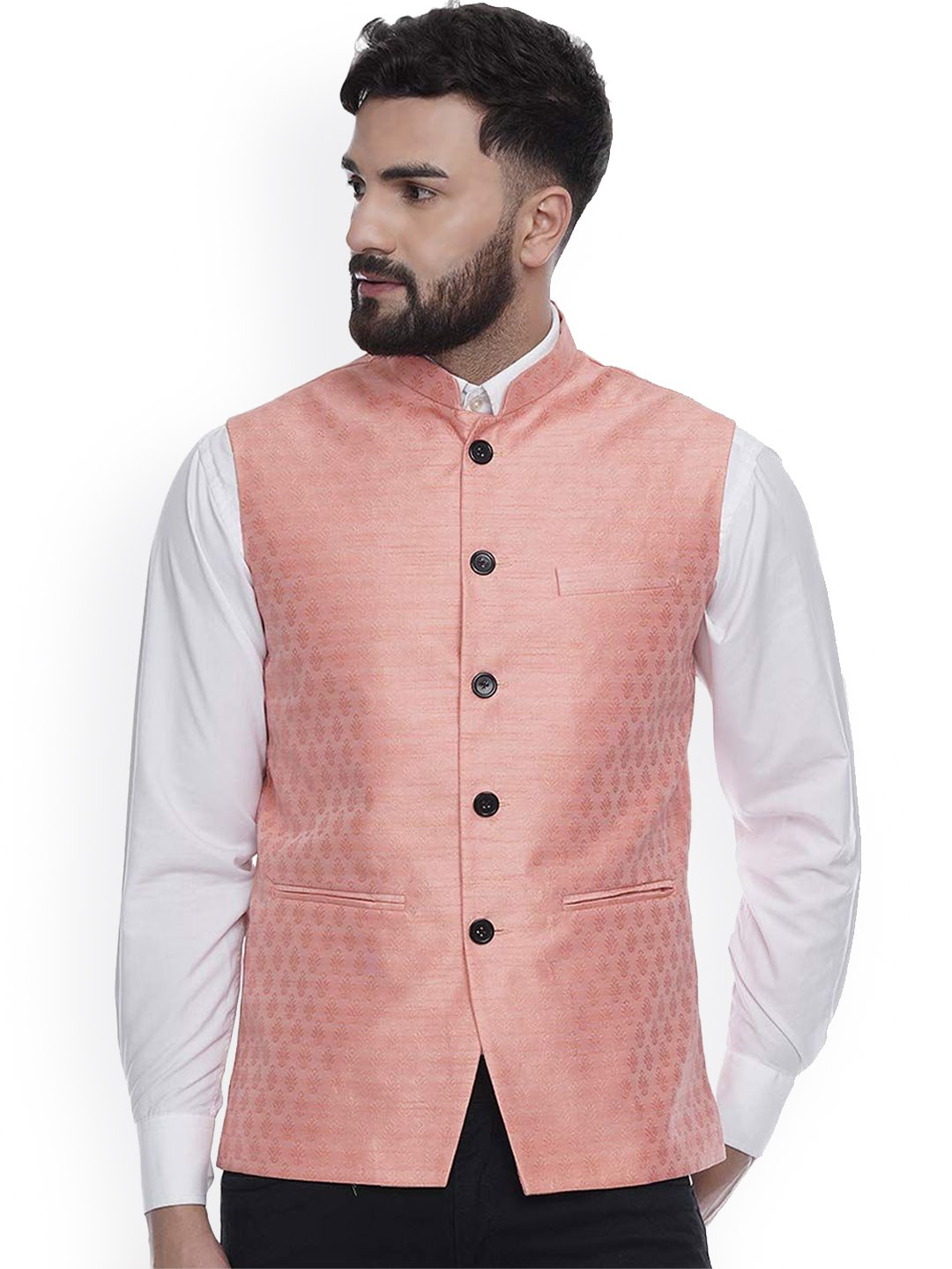 VEERA PARIDHAAN Printed Jacquard Design Mandarin Collar Nehru Jackets, Pink
VEERA PARIDHAAN Printed Jacquard Design Mandarin Collar Nehru Jackets, Pink