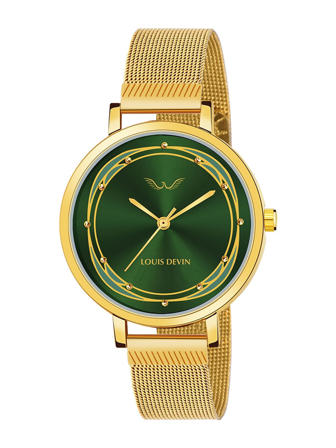 LOUIS DEVIN Women Brass Printed Dial & Bracelet Style Straps Analogue Watch LD-GLD171-GRNGLD, Gold
LOUIS DEVIN Women Brass Printed Dial & Bracelet Style Straps Analogue Watch LD-GLD171-GRNGLD, Gold
