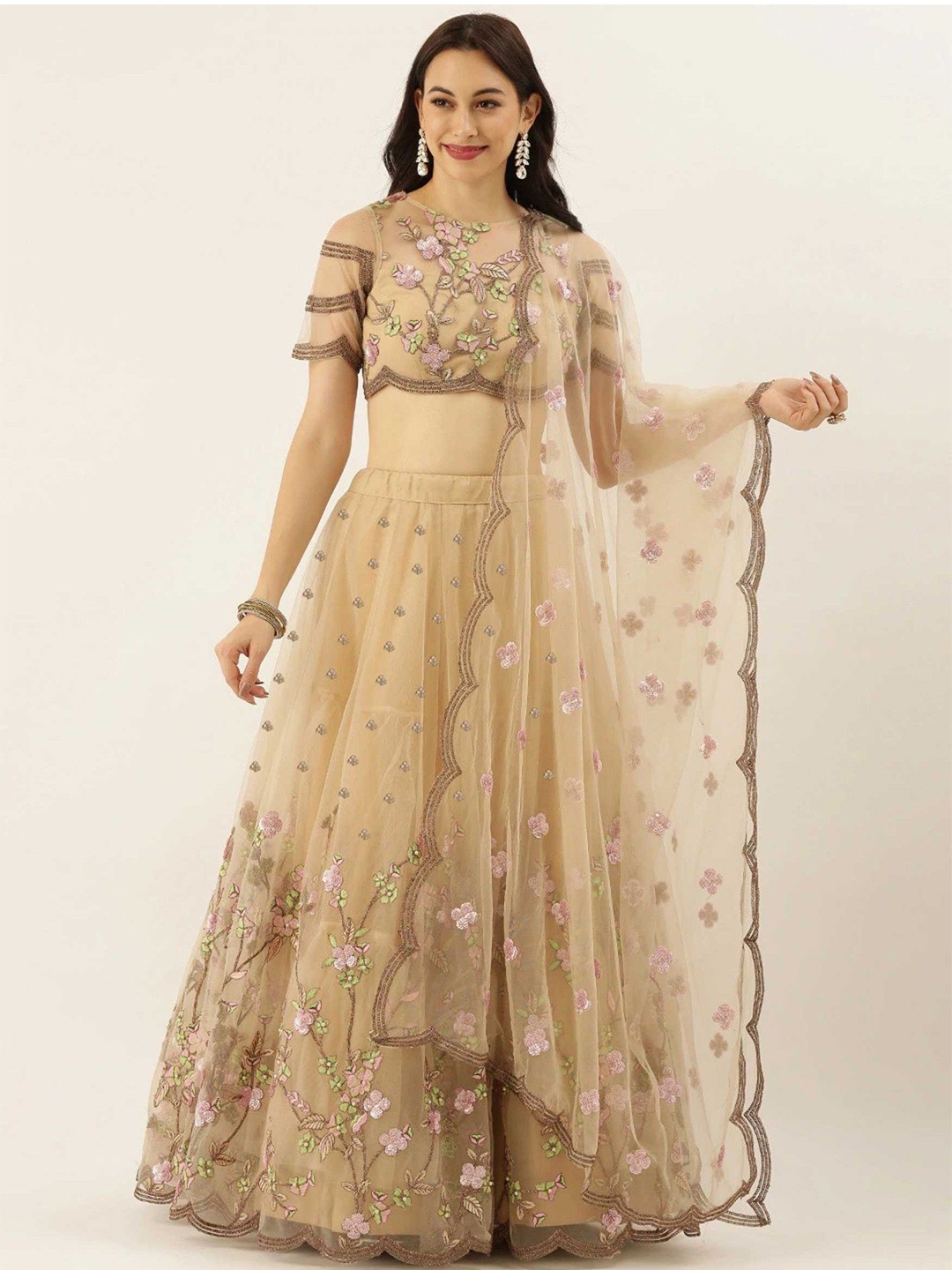 Piludi Embroidered Thread Work Semi-Stitched Lehenga & Unstitched Blouse With Dupatta, Cream
Piludi Embroidered Thread Work Semi-Stitched Lehenga & Unstitched Blouse With Dupatta, Cream