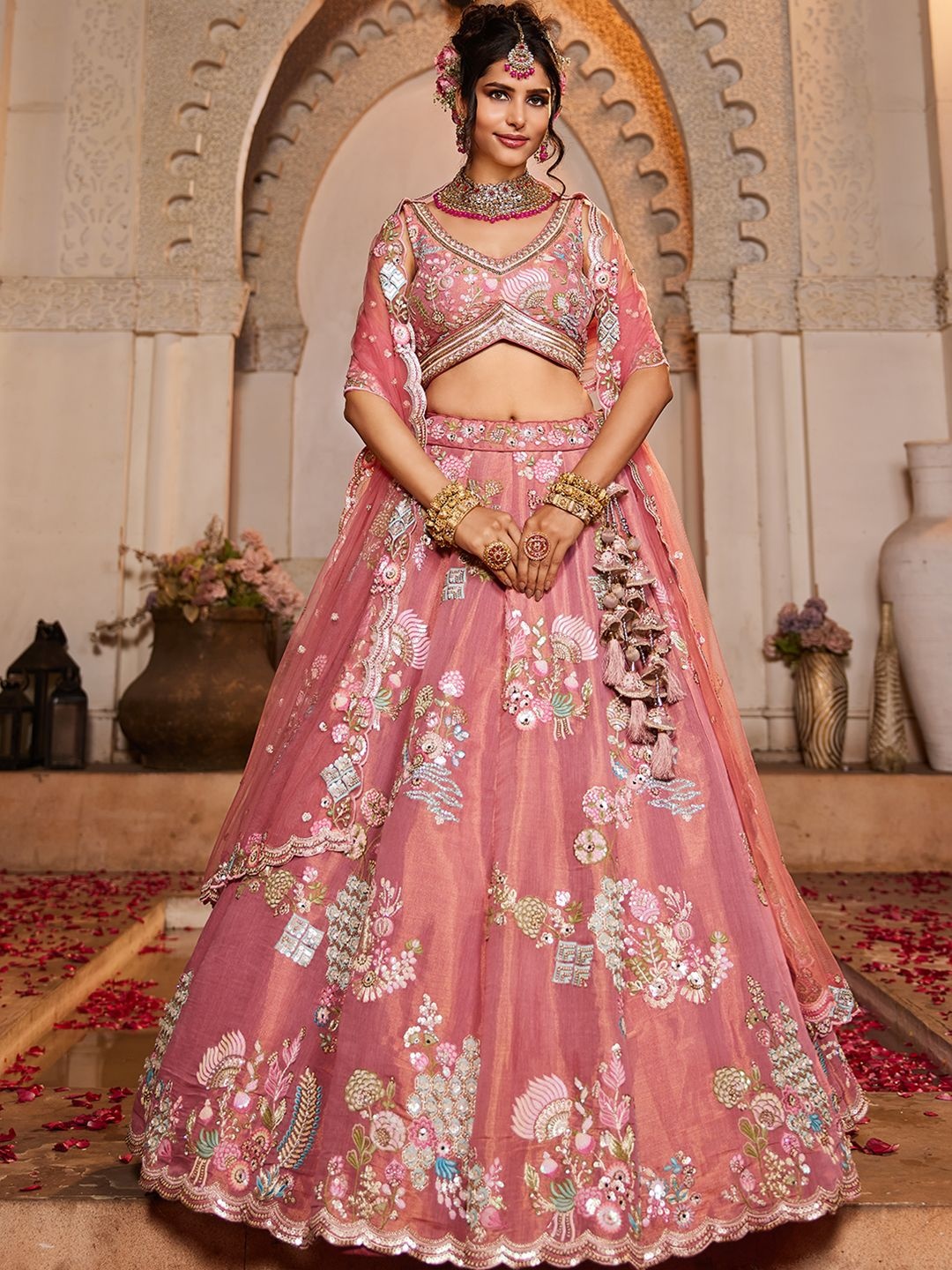 panchhi Embroidered Beads and Stones Semi-Stitched Lehenga & Unstitched Blouse With Dupatta, Pink
panchhi Embroidered Beads and Stones Semi-Stitched Lehenga & Unstitched Blouse With Dupatta, Pink