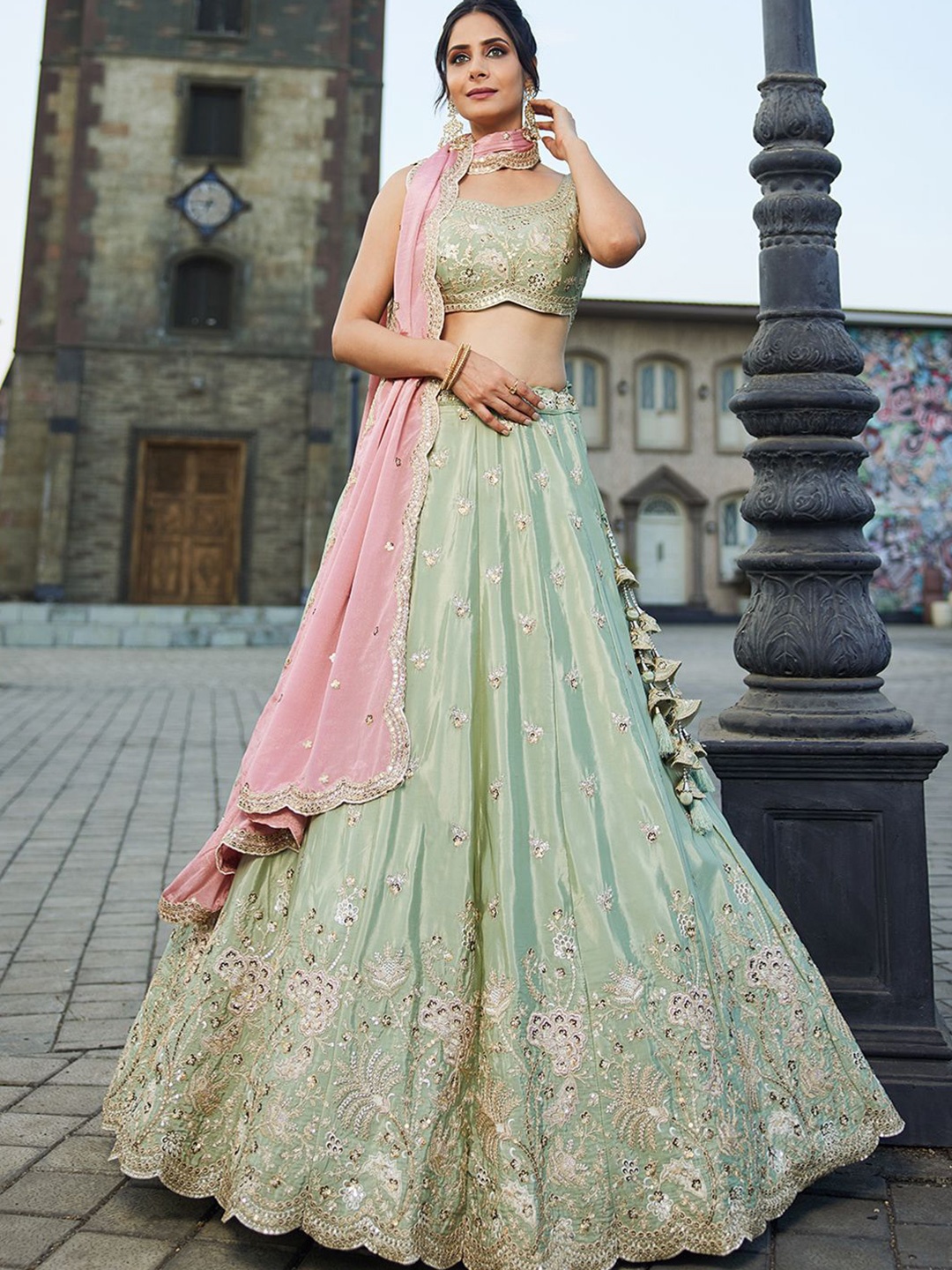 panchhi Embroidered Sequinned Semi-Stitched Lehenga & Unstitched Blouse With Dupatta, Lime green
panchhi Embroidered Sequinned Semi-Stitched Lehenga & Unstitched Blouse With Dupatta, Lime green