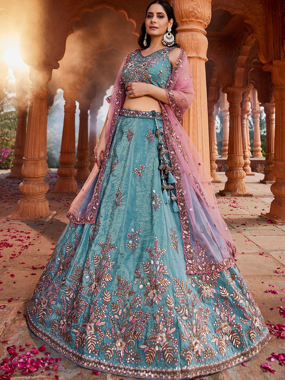 panchhi Embroidered Beads and Stones Semi-Stitched Lehenga & Unstitched Blouse With Dupatta, Blue
panchhi Embroidered Beads and Stones Semi-Stitched Lehenga & Unstitched Blouse With Dupatta, Blue
