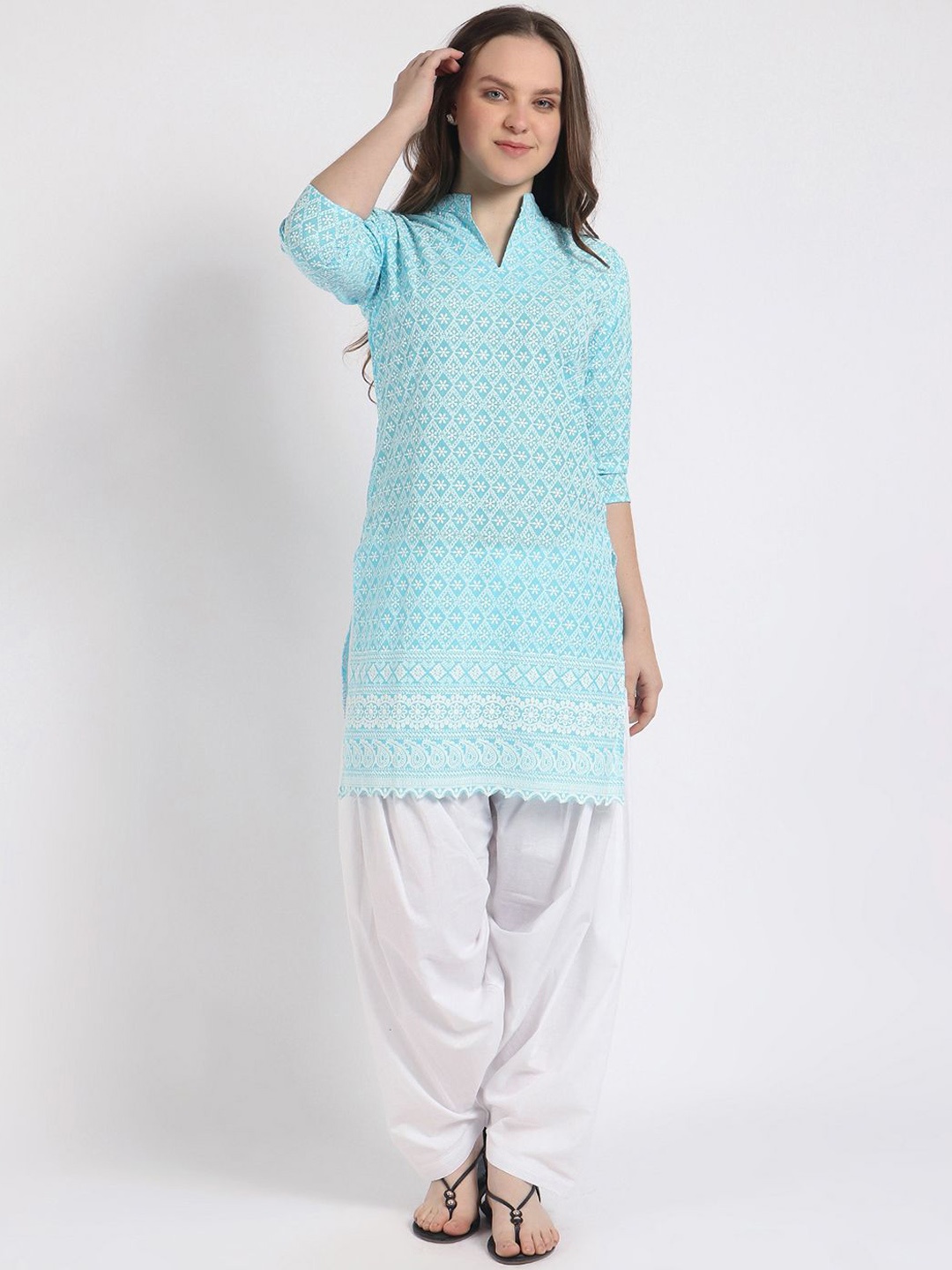 Trendzmy Women Ethnic Motifs Embroidered Regular Thread Work Kurta with Salwar, Turquoise blue
Trendzmy Women Ethnic Motifs Embroidered Regular Thread Work Kurta with Salwar, Turquoise blue