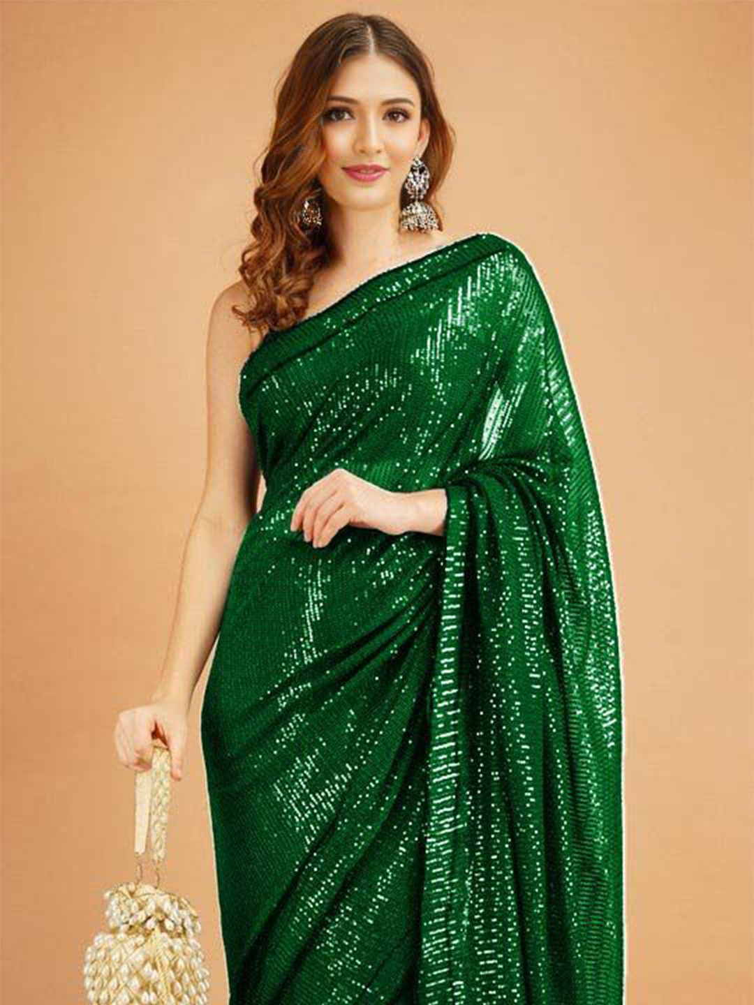 ANJANI TEXTILE Embellished Sequinned Poly Georgette Heavy Work Saree, Green 
ANJANI TEXTILE Embellished Sequinned Poly Georgette Heavy Work Saree, Green