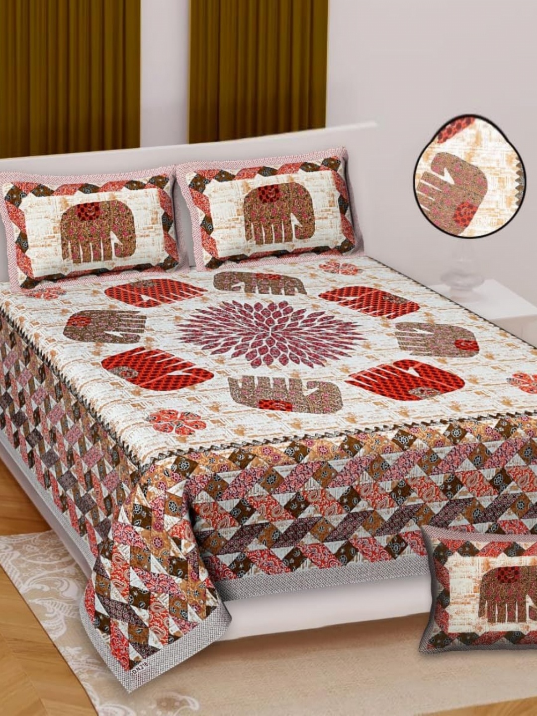 Jaipur Weaves Orange & White Ethnic Motifs 180 TC King Bedsheet with 2 Pillow Covers
Jaipur Weaves Orange & White Ethnic Motifs 180 TC King Bedsheet with 2 Pillow Covers