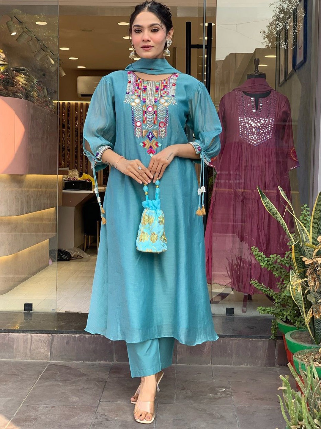 KAUTIK FABRICS Women Ethnic Motifs Thread Work Chanderi Silk Kurta with Trousers & With, Blue
KAUTIK FABRICS Women Ethnic Motifs Thread Work Chanderi Silk Kurta with Trousers & With, Blue