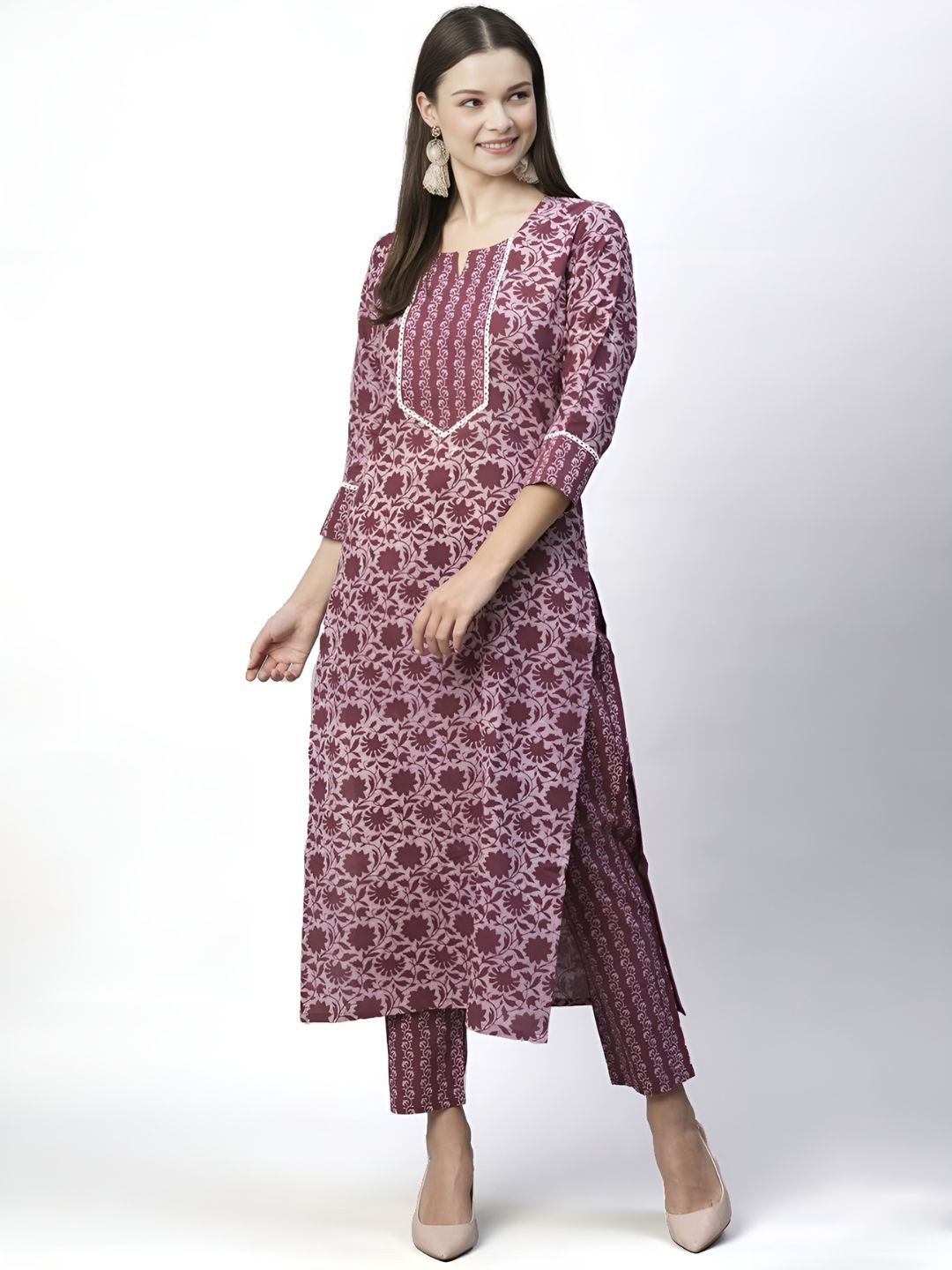 Shree Infinity Export Women Floral Printed Regular Pure Cotton Kurta with Trousers, Brown
Shree Infinity Export Women Floral Printed Regular Pure Cotton Kurta with Trousers, Brown