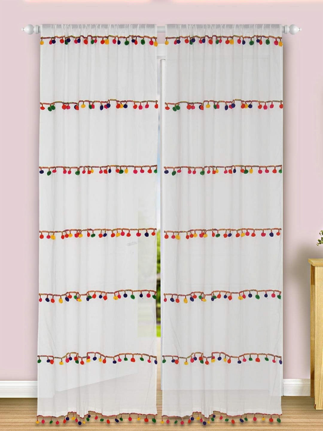 Dekor World Multicoloured Set of 2 Embellished Sheer Window Curtain, Multi
Dekor World Multicoloured Set of 2 Embellished Sheer Window Curtain, Multi