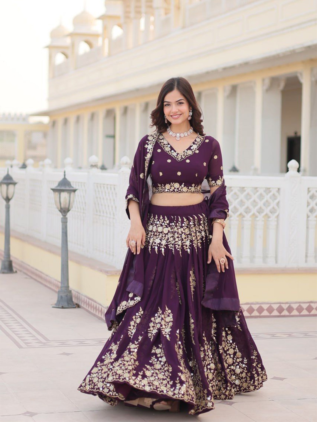 ZIBLON Embroidered Sequinned Ready to Wear Lehenga & Unstitched Blouse With Dupatta, Purple
ZIBLON Embroidered Sequinned Ready to Wear Lehenga & Unstitched Blouse With Dupatta, Purple