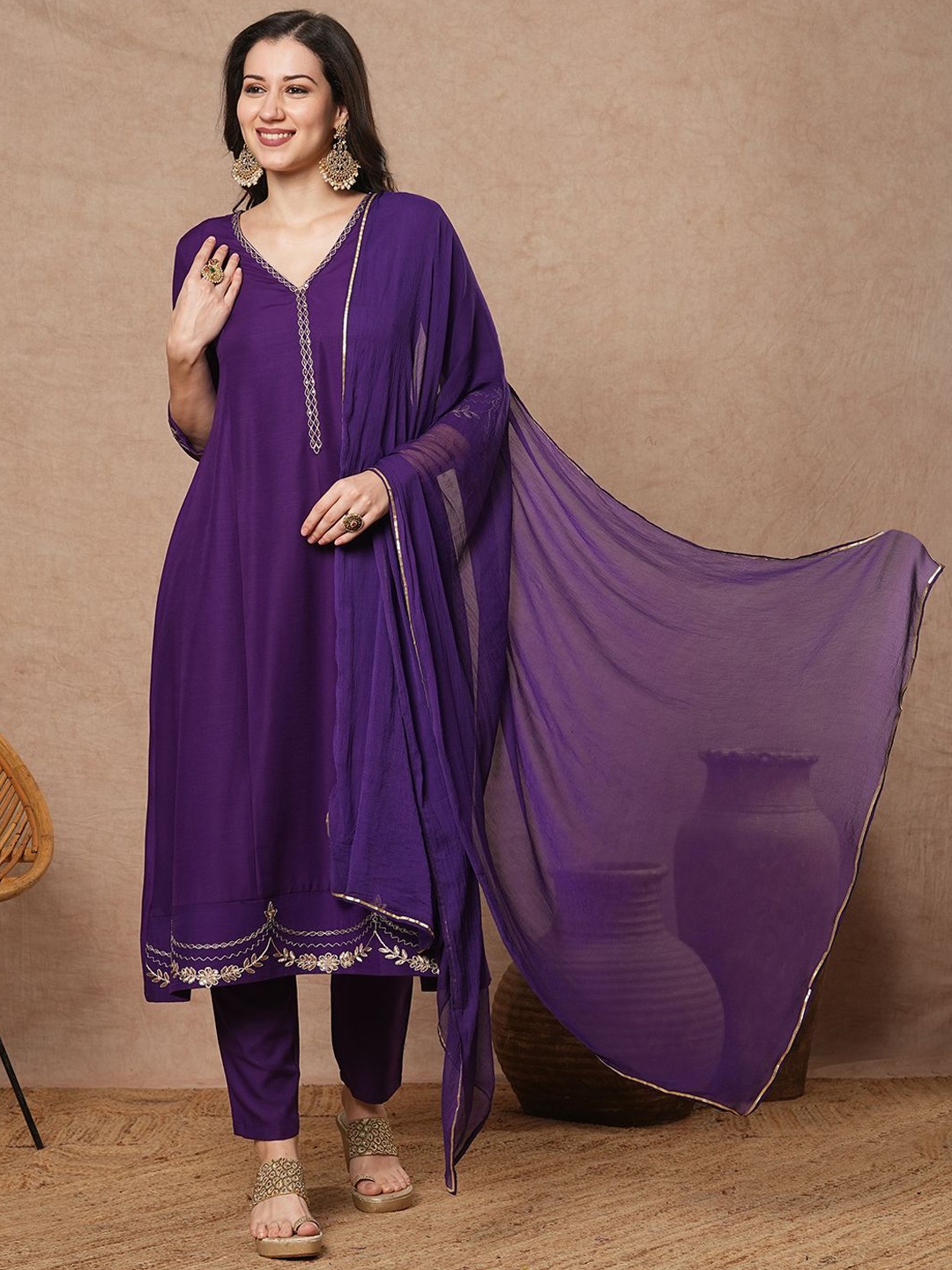 KALINI Women Ethnic Motifs Embroidered Regular Thread Work Kurta with Trousers & With Dupatta, Purple
KALINI Women Ethnic Motifs Embroidered Regular Thread Work Kurta with Trousers & With Dupatta, Purple