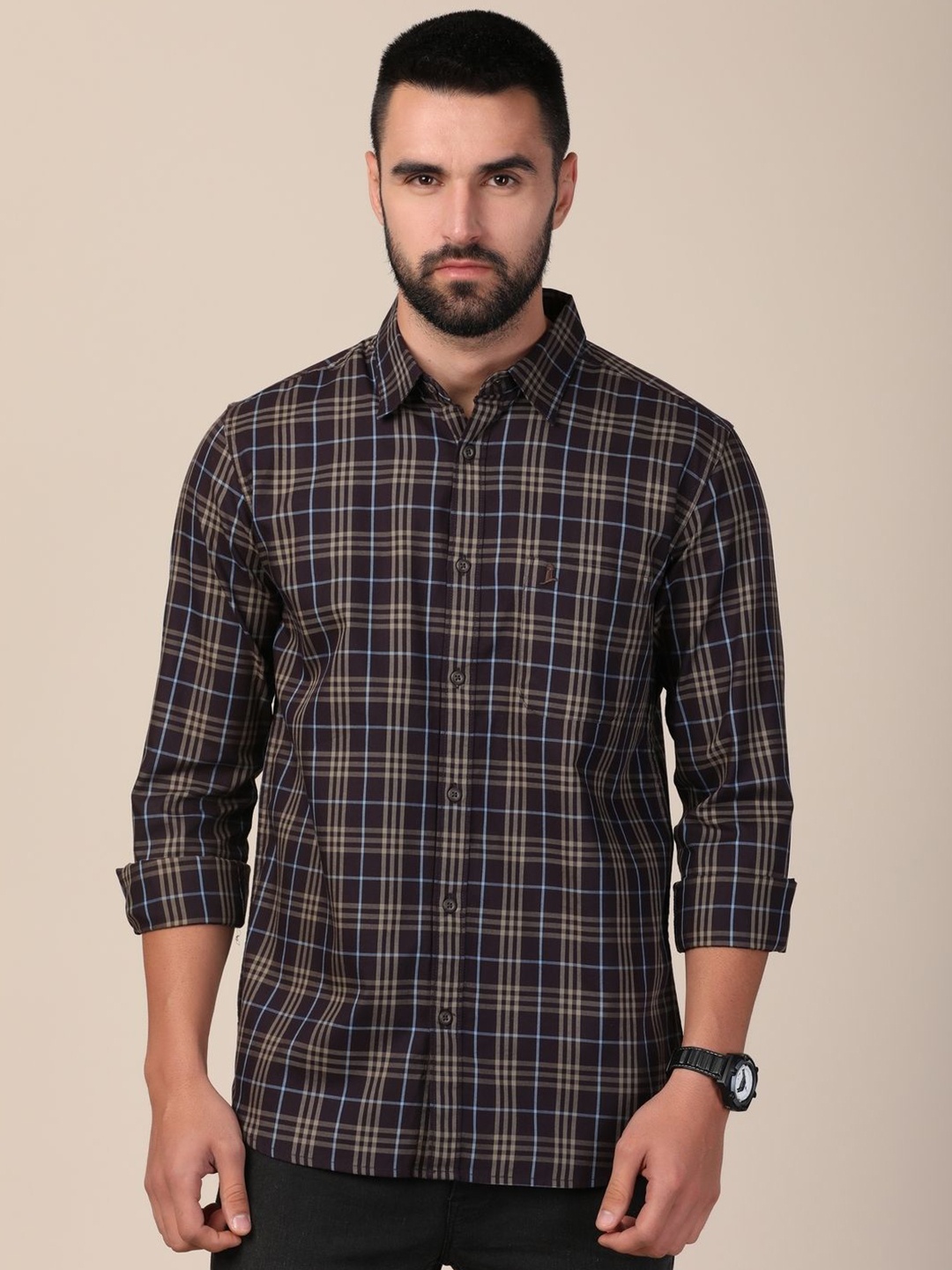 MERCHANT MARINE Men Standard Slim Fit Tartan Checks Sheer Checked Casual Shirt, Navy blue
MERCHANT MARINE Men Standard Slim Fit Tartan Checks Sheer Checked Casual Shirt, Navy blue