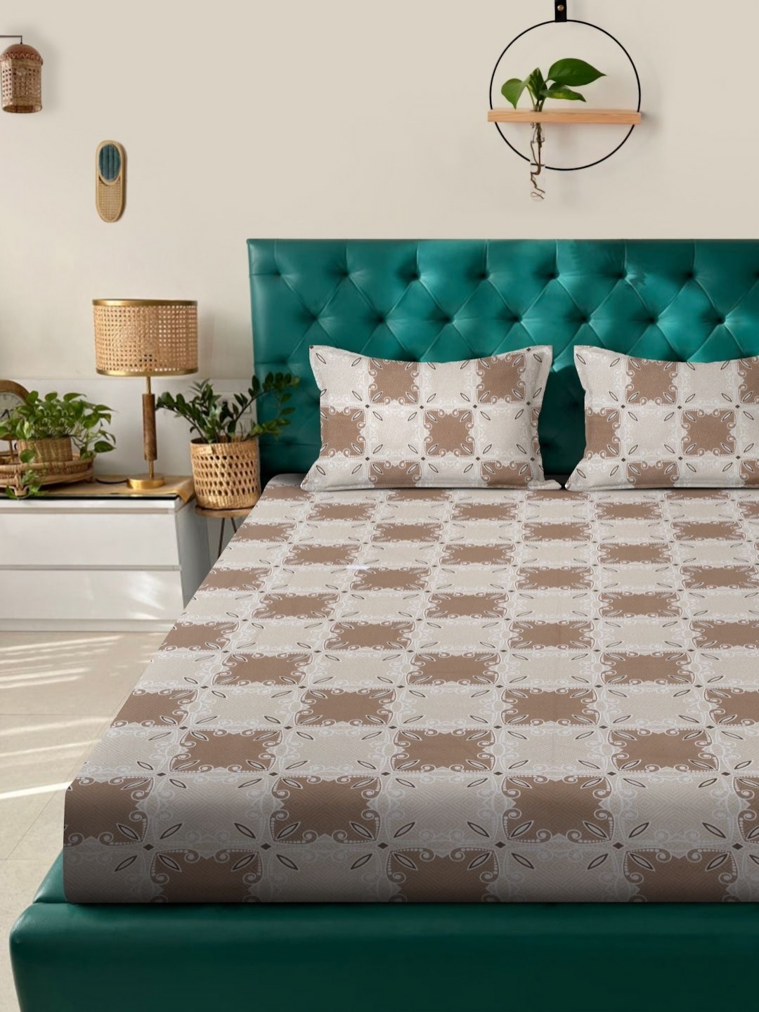 Myntra Elegant Homes Brown & Beige Ethnic Motifs 400 TC King Bedsheet with 2 Pillow Covers
Myntra Elegant Homes Brown & Beige Ethnic Motifs 400 TC King Bedsheet with 2 Pillow Covers