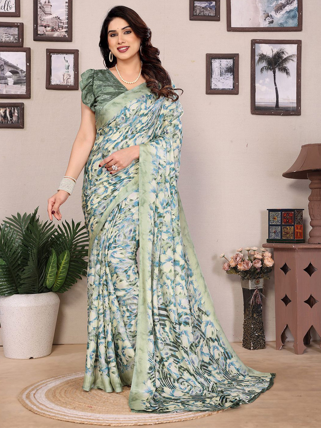 Moda Rapido Floral Silk Blend Saree, Green
Moda Rapido Floral Silk Blend Saree, Green
