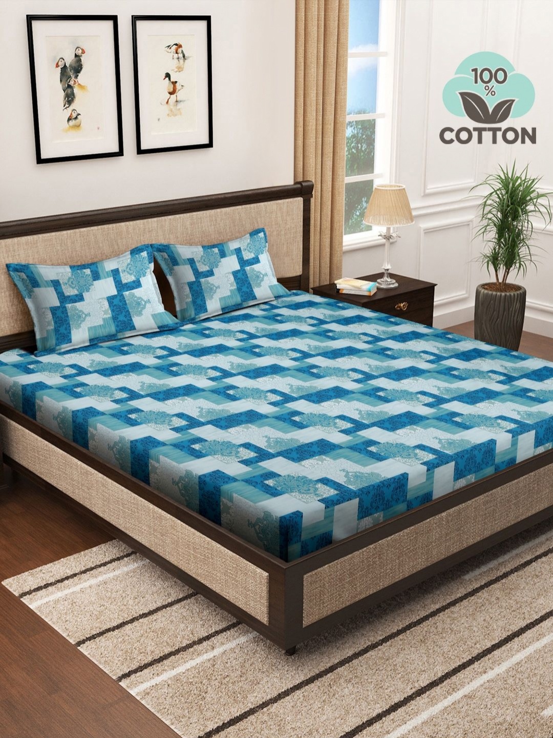 Myntra Elegant Homes Turquoise Blue & Blue Ethnic Motifs 400 TC King Bedsheet with 2 Pillow Covers
Myntra Elegant Homes Turquoise Blue & Blue Ethnic Motifs 400 TC King Bedsheet with 2 Pillow Covers