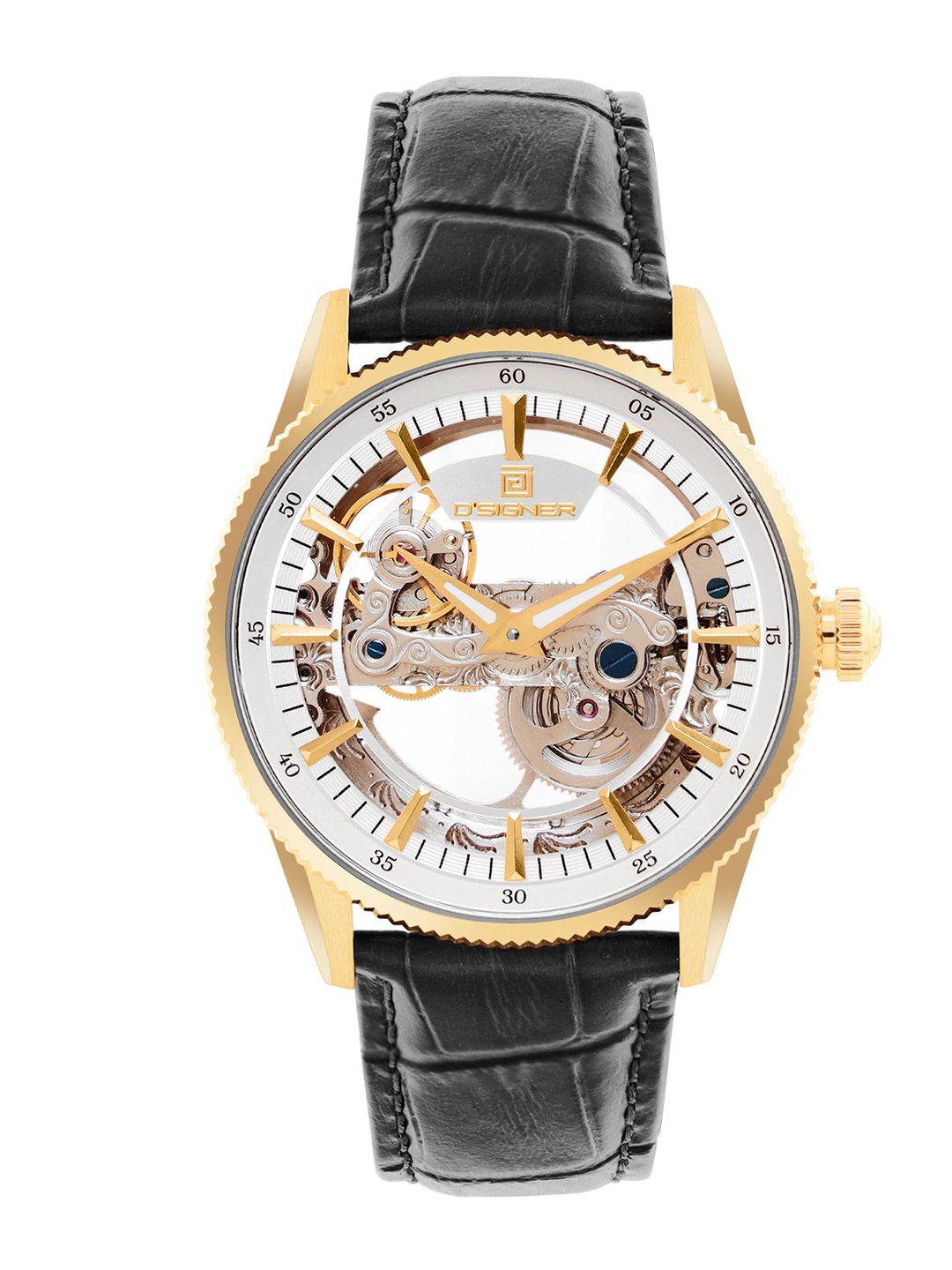 D'SIGNER Men Brass Patterned Dial & Leather Straps Analogue Automatic Motion Powered Watch 881GL.2G, Silver
D'SIGNER Men Brass Patterned Dial & Leather Straps Analogue Automatic Motion Powered Watch 881GL.2G, Silver