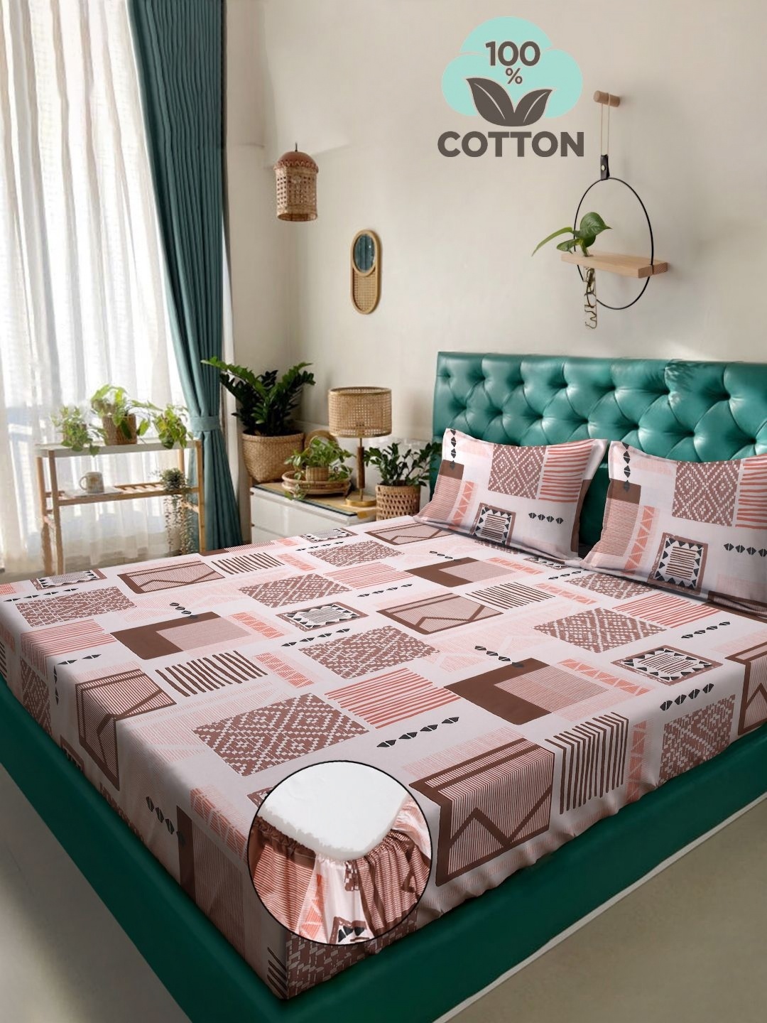 Myntra Elegant Homes White & Orange Geometric 400 TC King Bedsheet with 2 Pillow Covers
Myntra Elegant Homes White & Orange Geometric 400 TC King Bedsheet with 2 Pillow Covers