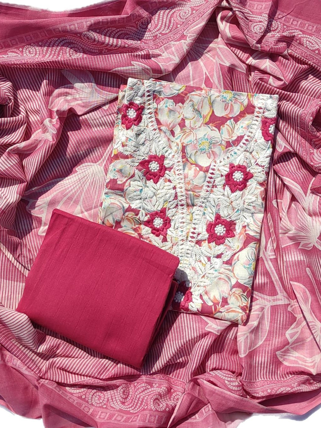 GC 80 BY GAURI COLLECTION Embroidered Pure Cotton Unstitched Dress Material, Pink
GC 80 BY GAURI COLLECTION Embroidered Pure Cotton Unstitched Dress Material, Pink