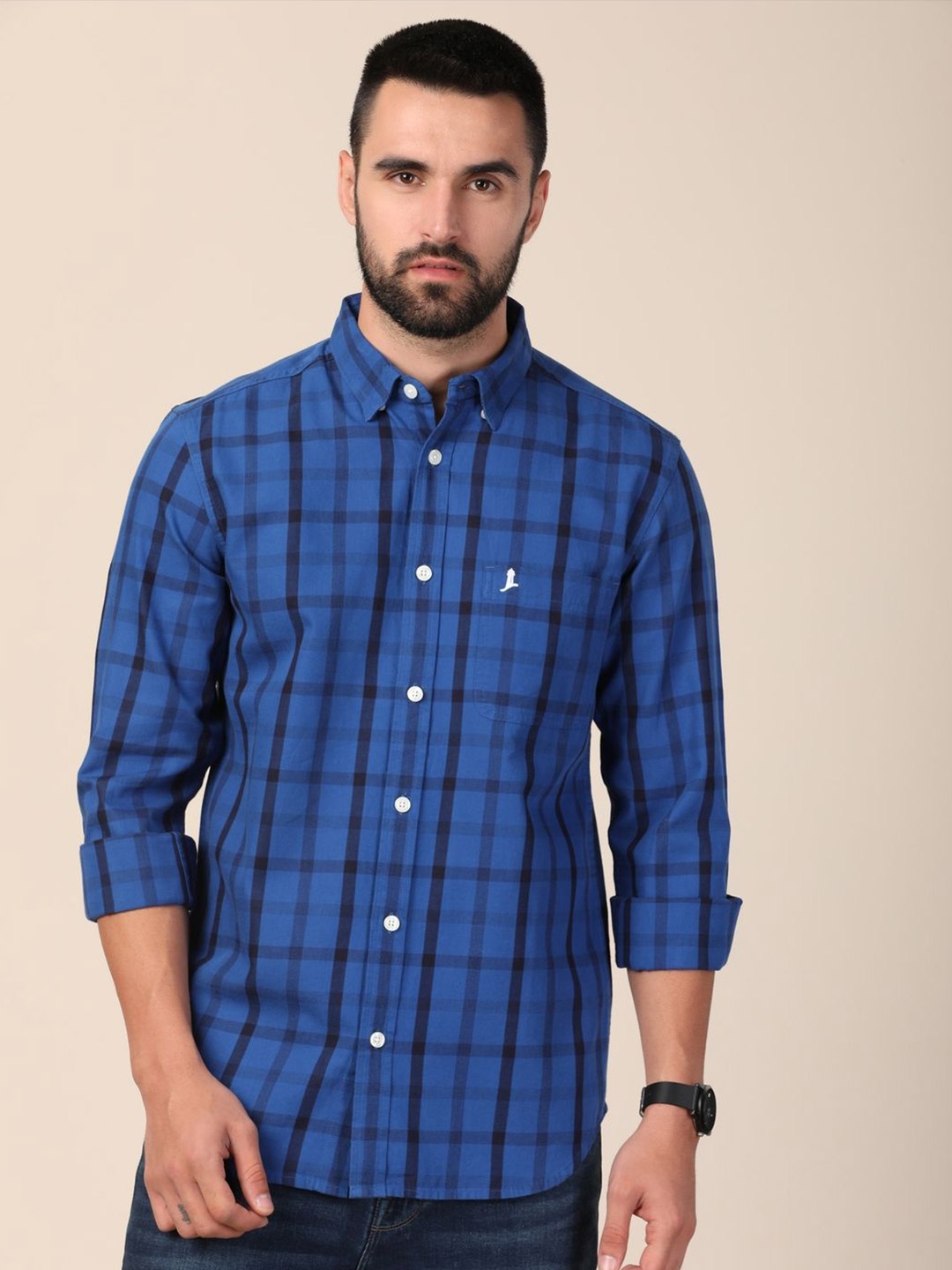 MERCHANT MARINE Men Standard Slim Fit Windowpane Checks Sheer Checked Casual Shirt, Navy blue
MERCHANT MARINE Men Standard Slim Fit Windowpane Checks Sheer Checked Casual Shirt, Navy blue