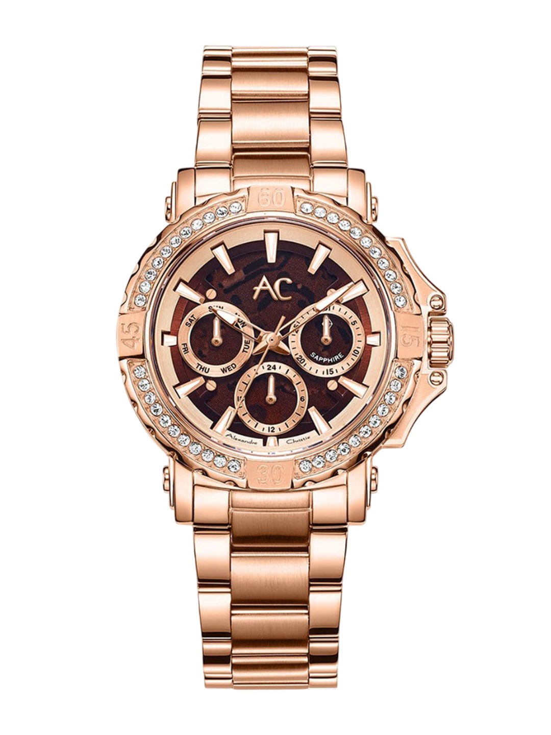 Alexandre Christie Women Embellished Dial & Stainless Steel Bracelet Style Straps Analogue Watch, Rose gold
Alexandre Christie Women Embellished Dial & Stainless Steel Bracelet Style Straps Analogue Watch, Rose gold