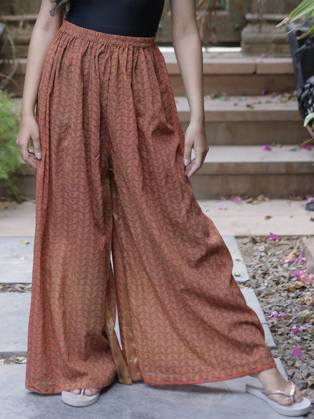 Exotic India Assorted Vintage Pure Silk Palazzo from Jodhpur, Brown
Exotic India Assorted Vintage Pure Silk Palazzo from Jodhpur, Brown