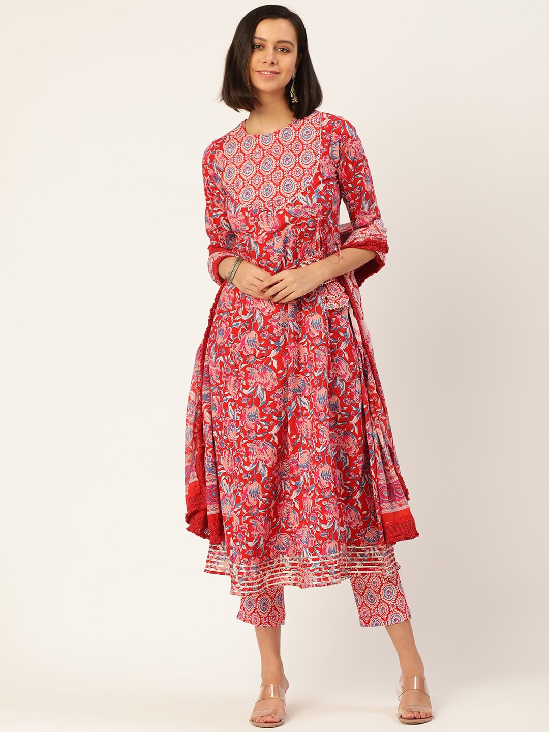 HERE&NOW Women Pink Ethnic Motifs Printed Angrakha Pure Cotton Kurta with Trousers & With Dupatta
HERE&NOW Women Pink Ethnic Motifs Printed Angrakha Pure Cotton Kurta with Trousers & With Dupatta