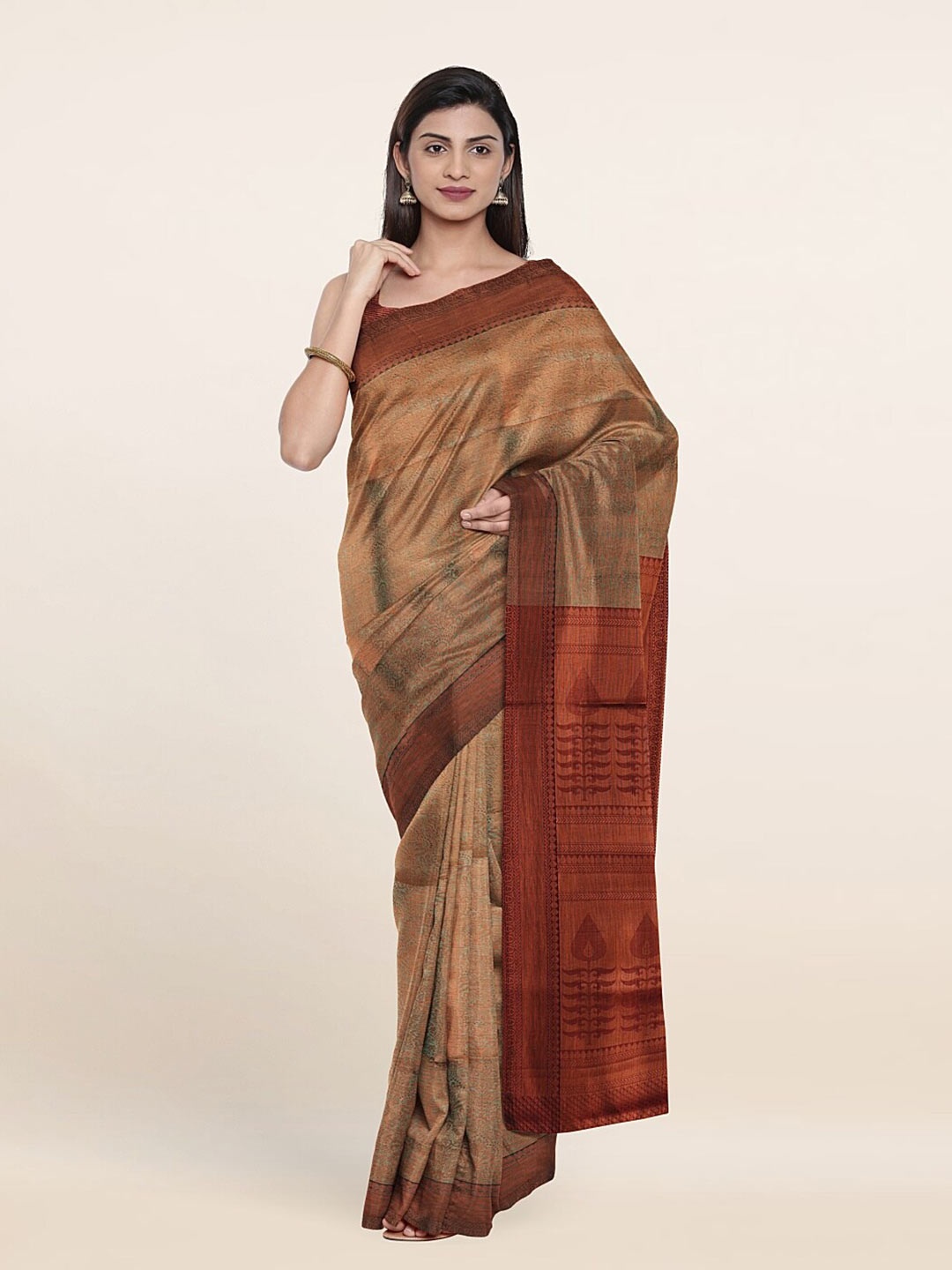 Pothys Green & Red Woven Design Zari Art Silk Saree