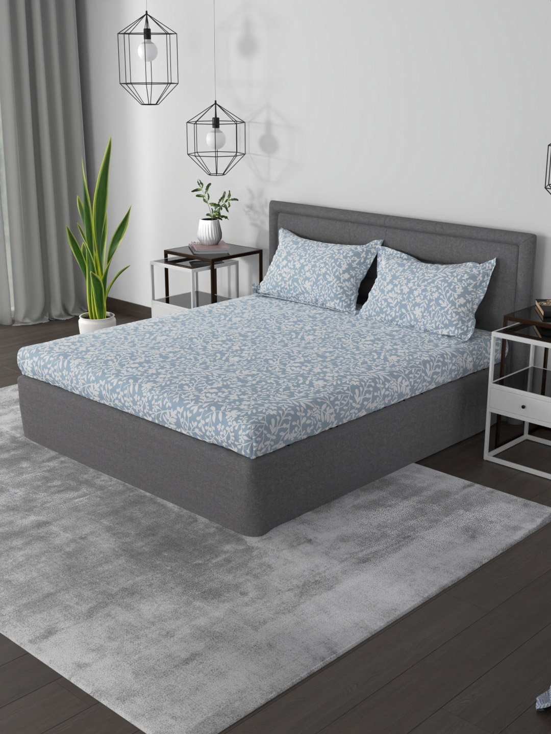 ROSARA HOME Blue & Off White Floral 144 TC King Cotton Bedsheet with 2 Pillow Covers
ROSARA HOME Blue & Off White Floral 144 TC King Cotton Bedsheet with 2 Pillow Covers