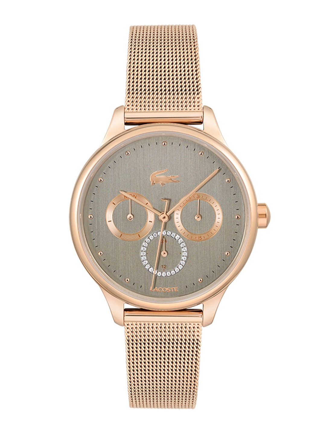 Lacoste Women Grey Birdie Embellished Dial & Rose Gold-Toned Straps Analogue Watch 2001205
Lacoste Women Grey Birdie Embellished Dial & Rose Gold-Toned Straps Analogue Watch 2001205