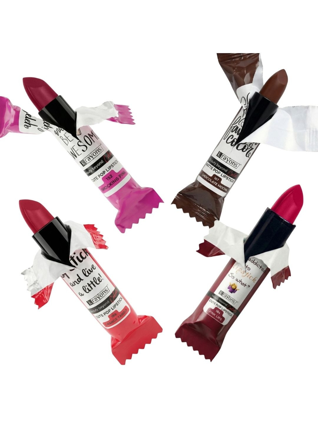 krayons Set of 4 Cute Pop Waterproof & Moisturizing Matte Lipstick - 3.5 g Each, Pink
krayons Set of 4 Cute Pop Waterproof & Moisturizing Matte Lipstick - 3.5 g Each, Pink