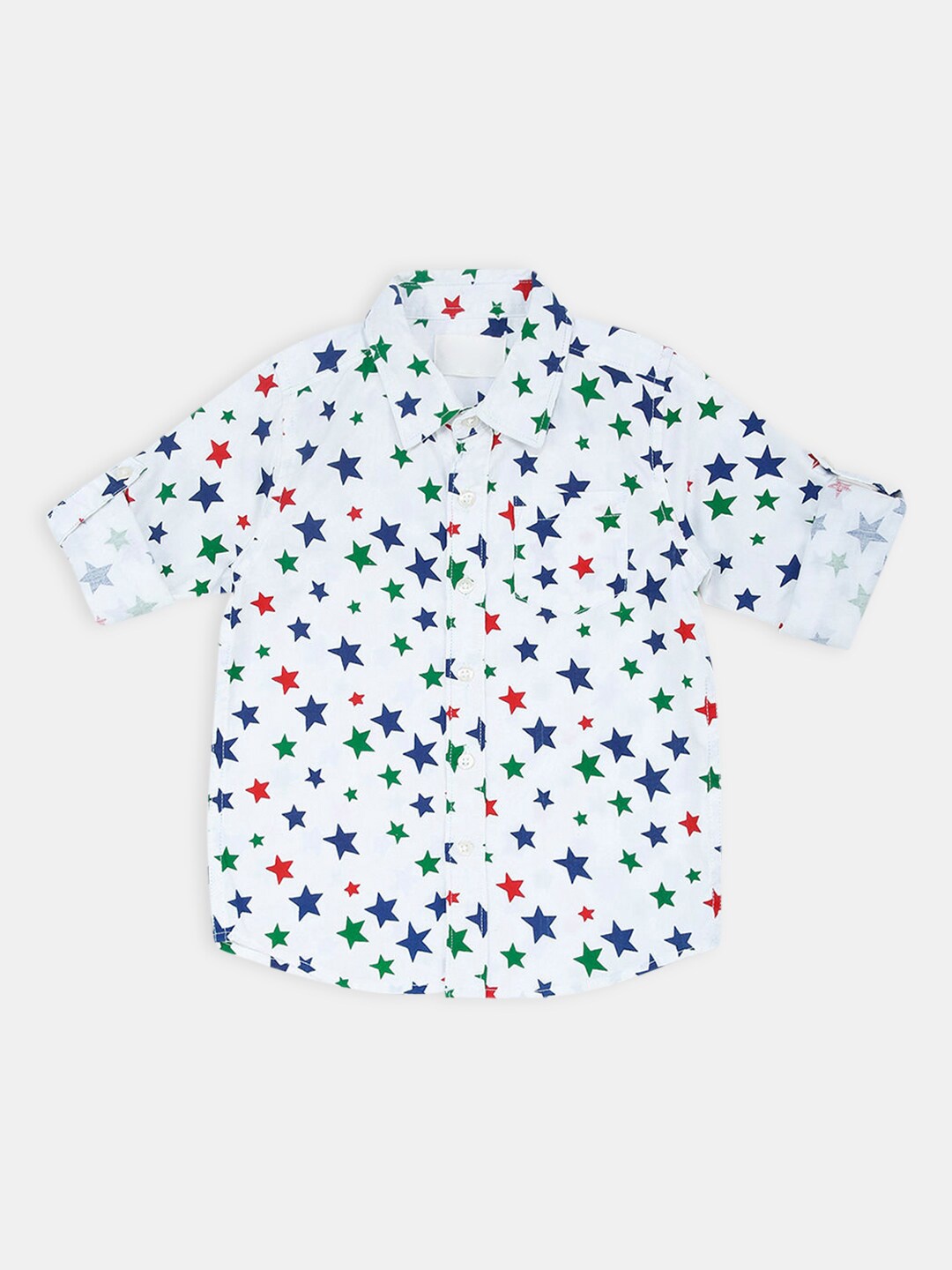 Hopscotch Boys White Printed Casual Cotton Shirt