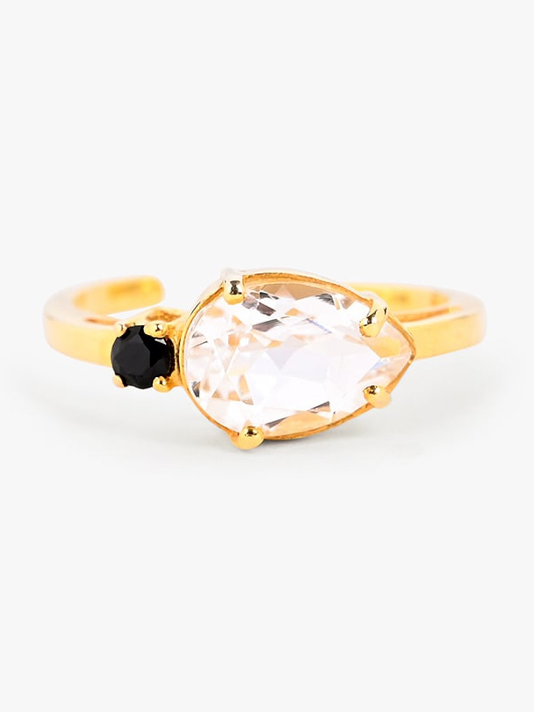 March by FableStreet Gold-Plated White Zircon & Black Onyx Studded Adjustable Finger Ring
March by FableStreet Gold-Plated White Zircon & Black Onyx Studded Adjustable Finger Ring