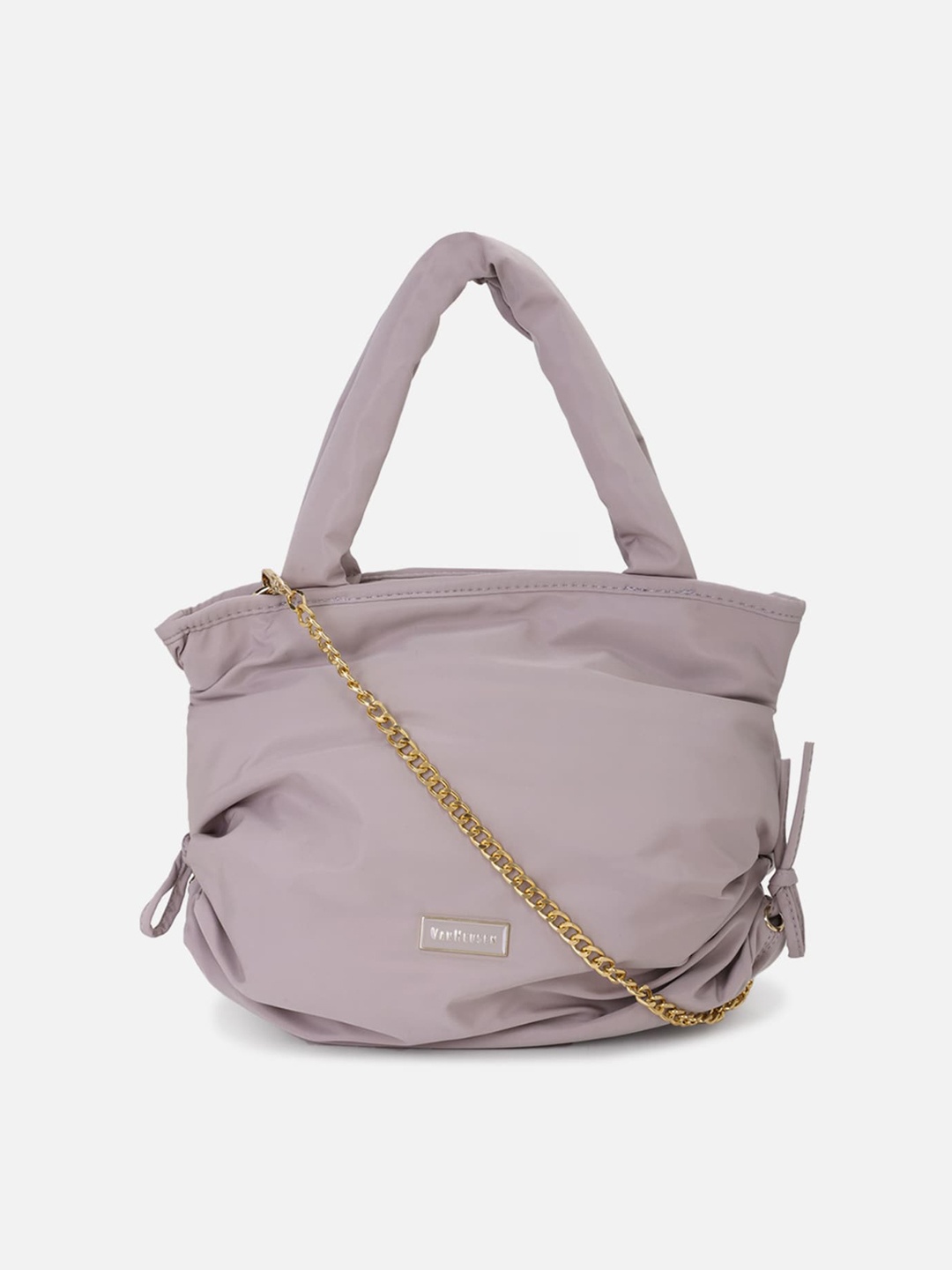 Van Heusen Woman Purple Solid PU Shopper Shoulder Bag with Bow Detail
