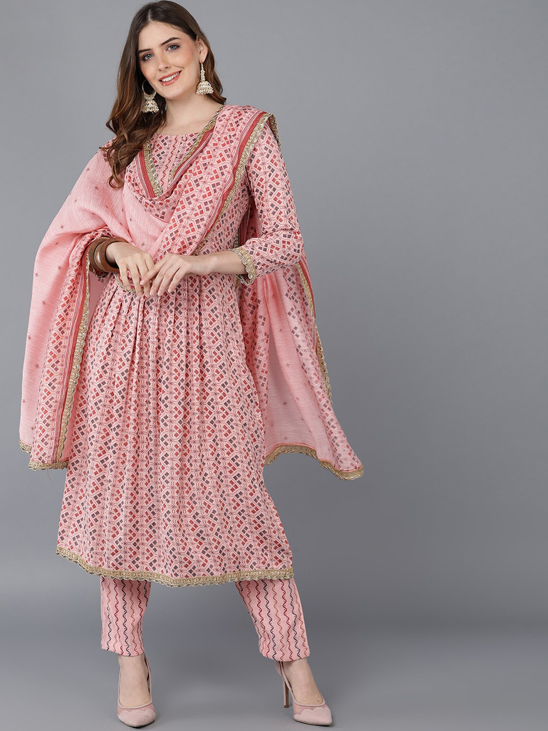AHIKA Women Pink Ethnic Motifs Printed Empire Kurta with Trousers & With Dupatta
AHIKA Women Pink Ethnic Motifs Printed Empire Kurta with Trousers & With Dupatta