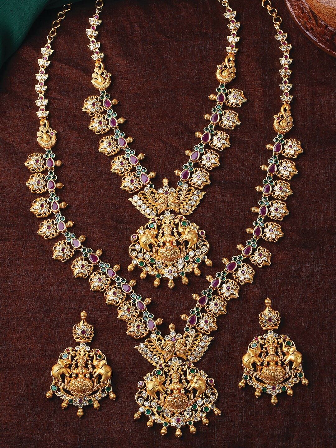 Estele Gold Plated CZ Traditional Laxmi Ji Designer Bridal Necklace Set combo for Women
Estele Gold Plated CZ Traditional Laxmi Ji Designer Bridal Necklace Set combo for Women