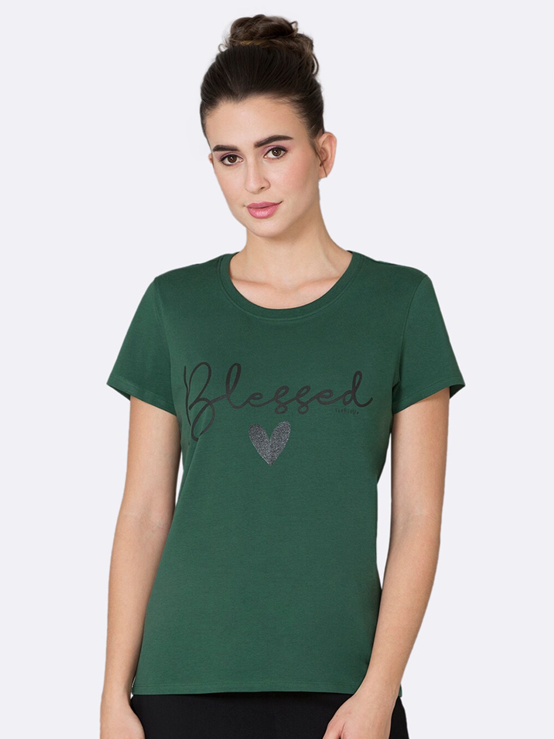 Van Heusen Women Hunter Green Blessed Front Print Round Neck Short Sleeve Lounge T-Shirt
Van Heusen Women Hunter Green Blessed Front Print Round Neck Short Sleeve Lounge T-Shirt