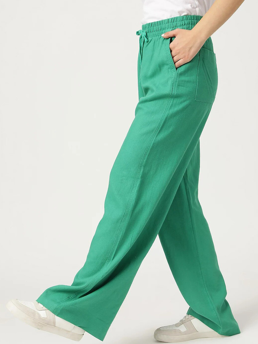 Marks & Spencer Women Green Flared High-Rise Trousers
Marks & Spencer Women Green Flared High-Rise Trousers