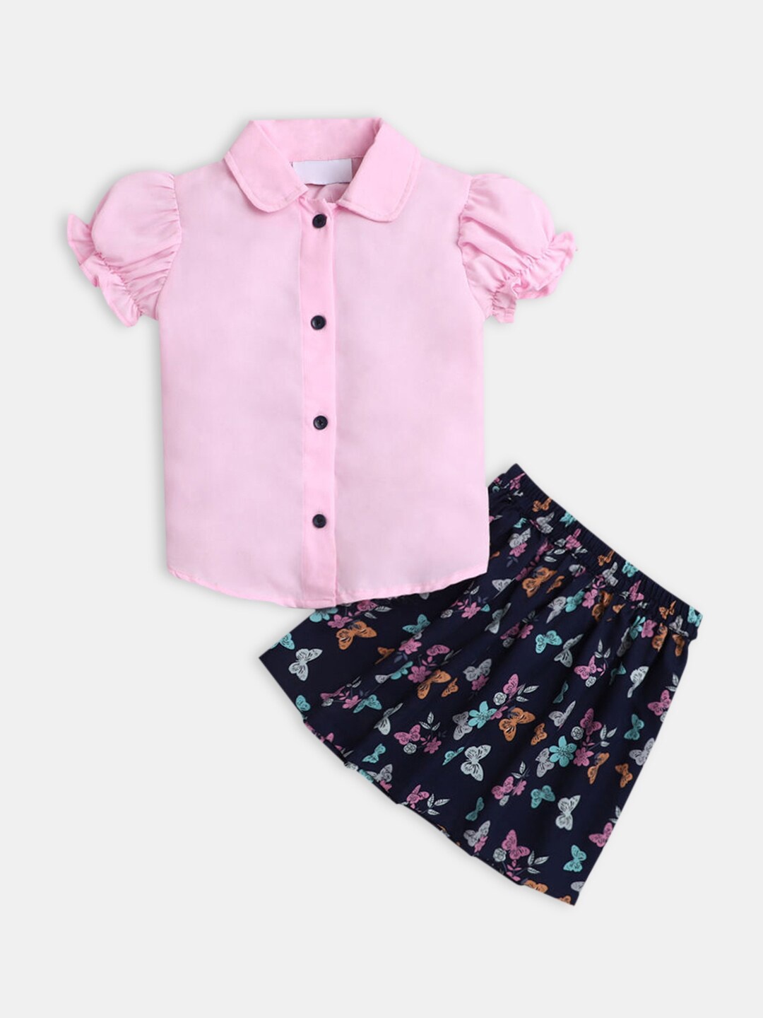 Hopscotch Girls Blue & Pink Shirt with Skirt