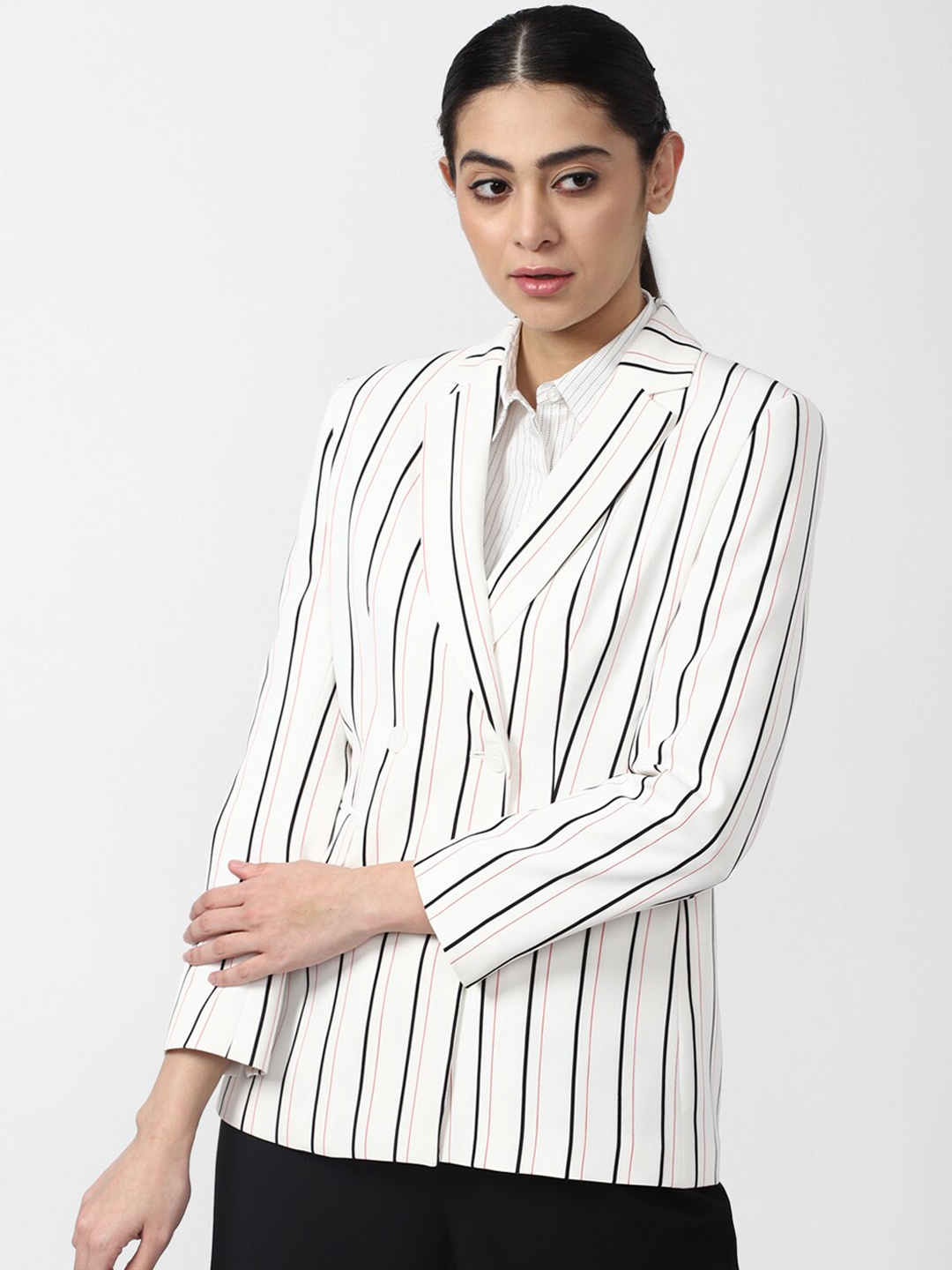 Van Heusen Woman Women White & Black Striped Double-Breasted Pure Cotton Formal Blazer
Van Heusen Woman Women White & Black Striped Double-Breasted Pure Cotton Formal Blazer