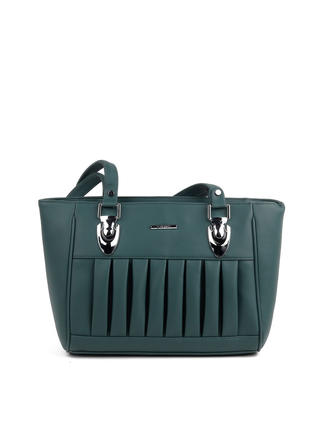 ODETTE Women Green PU Oversized Structured Handheld Bag